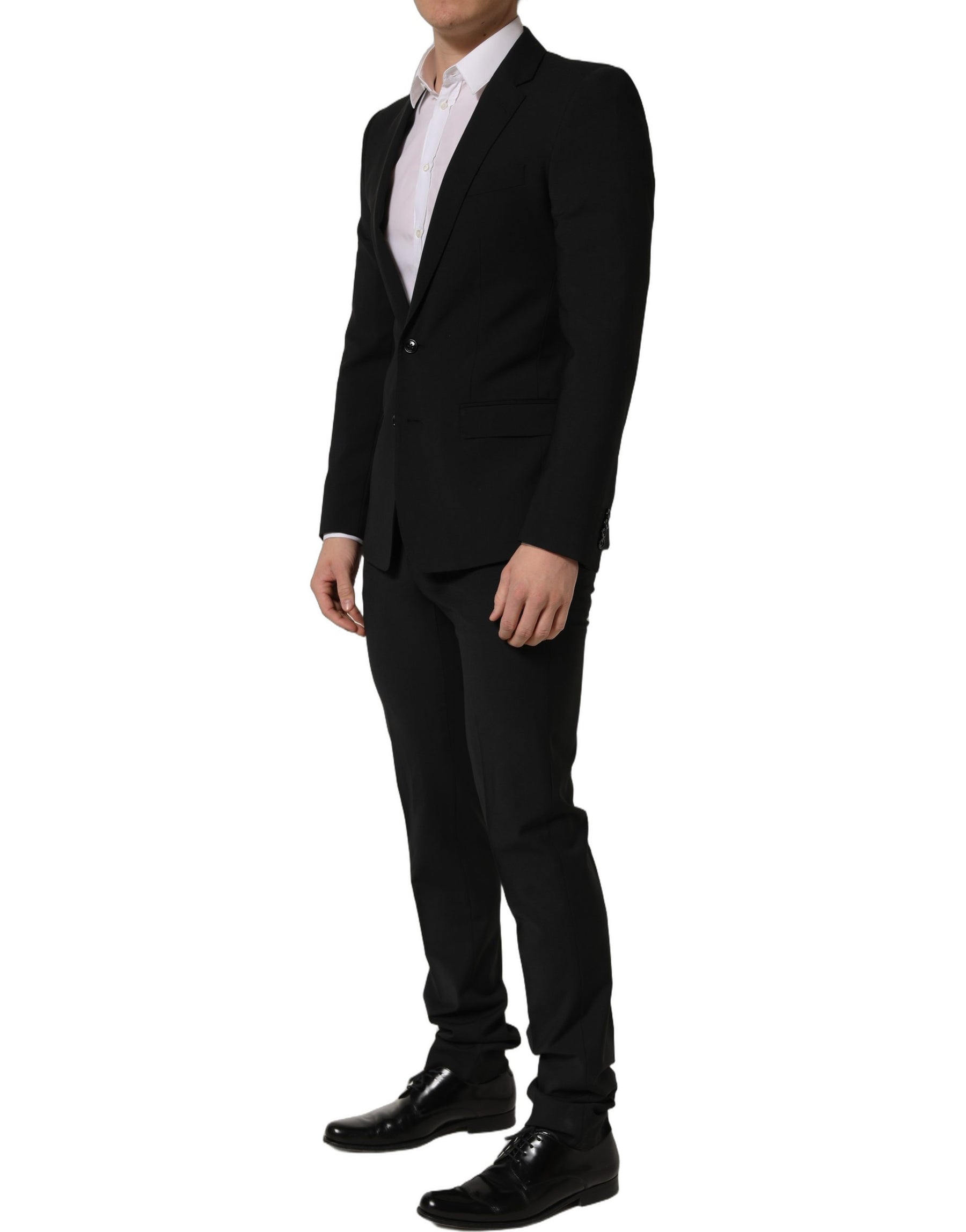 Dolce & Gabbana Black Wool Slim Fit Formal 2 Piece Men Suit | Regal Royce