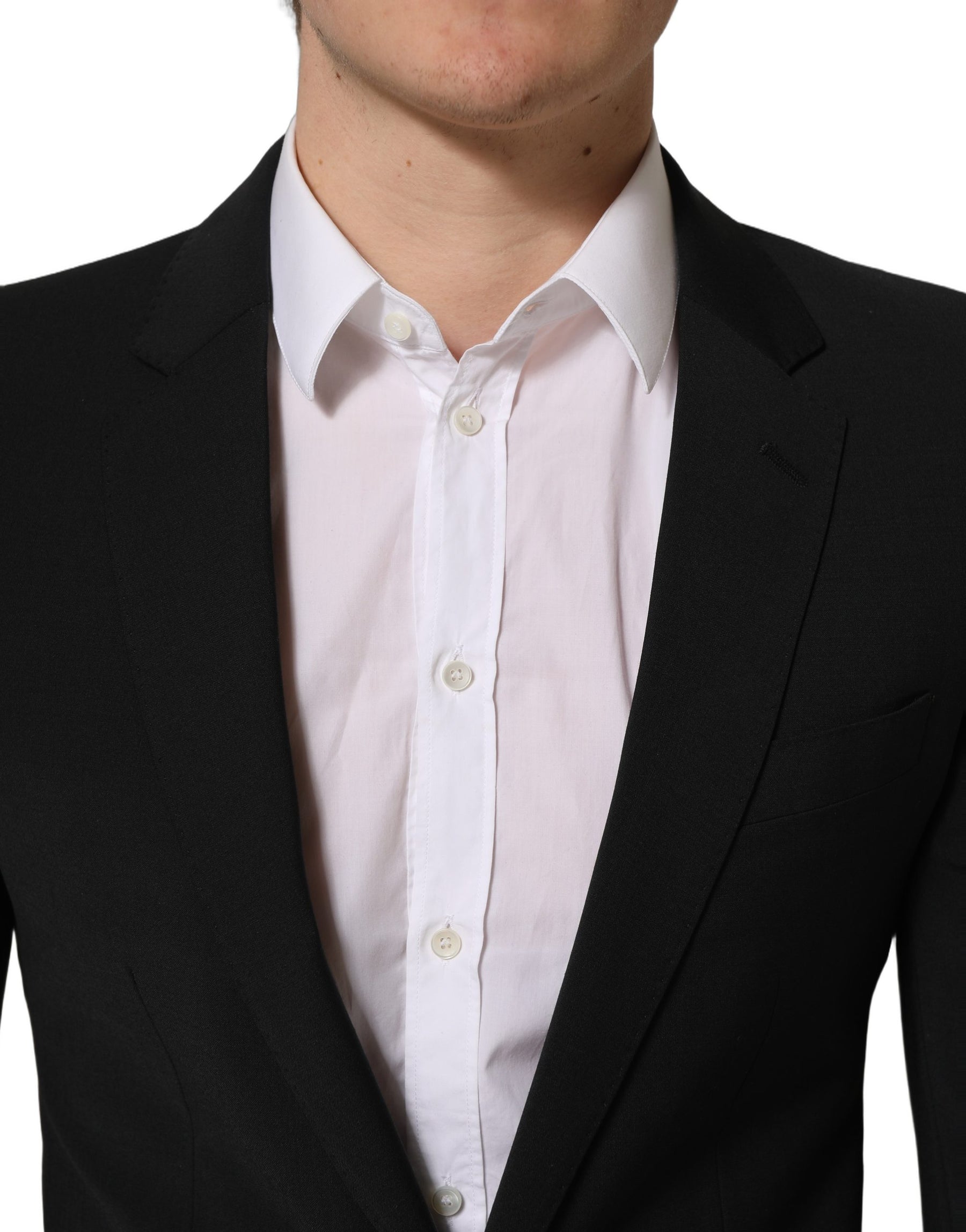 Dolce & Gabbana Black Wool Slim Fit Formal 2 Piece Men Suit | Regal Royce
