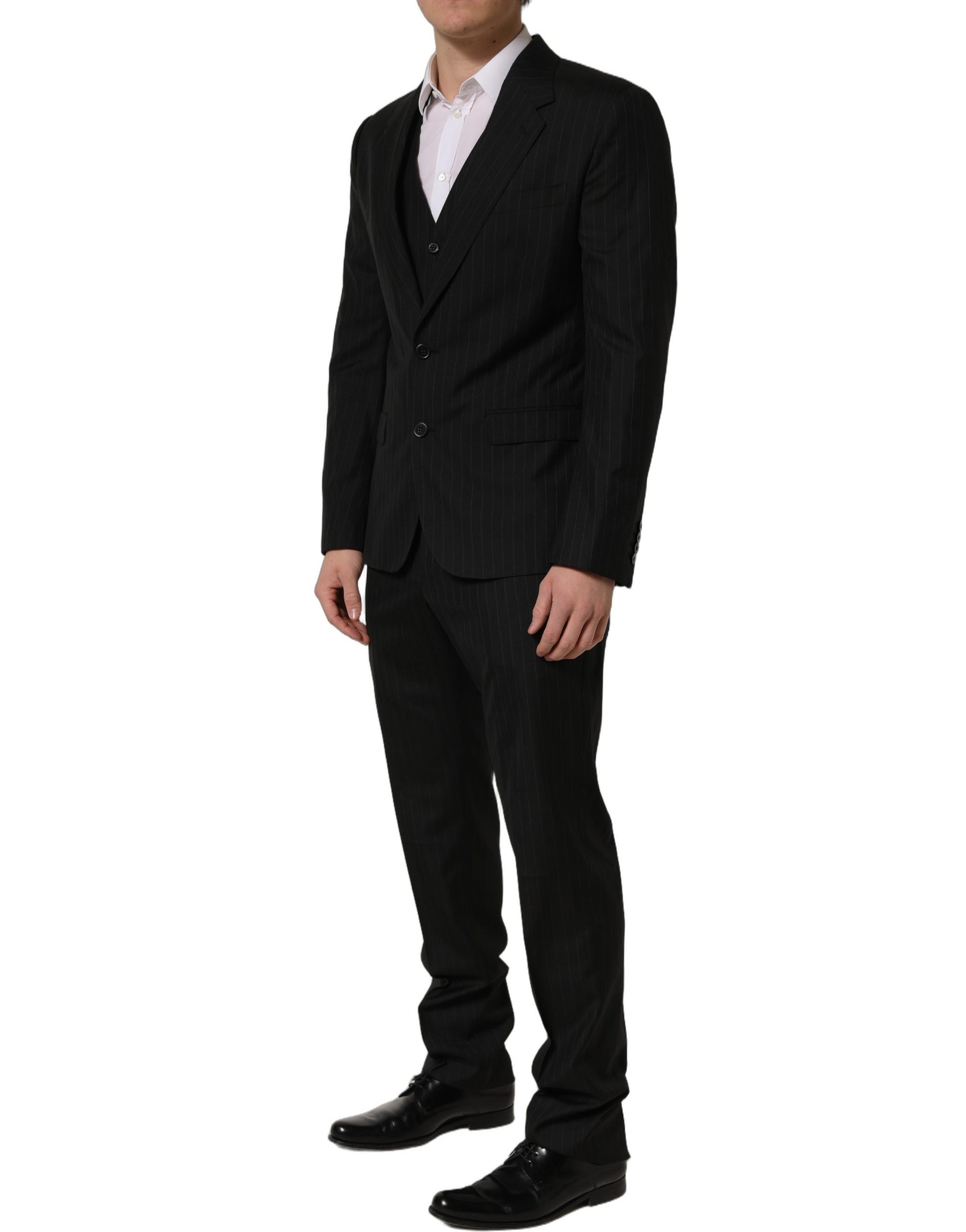 Dolce & Gabbana Black Stripes Slim Fit Formal 3 Piece Suit | Regal Royce