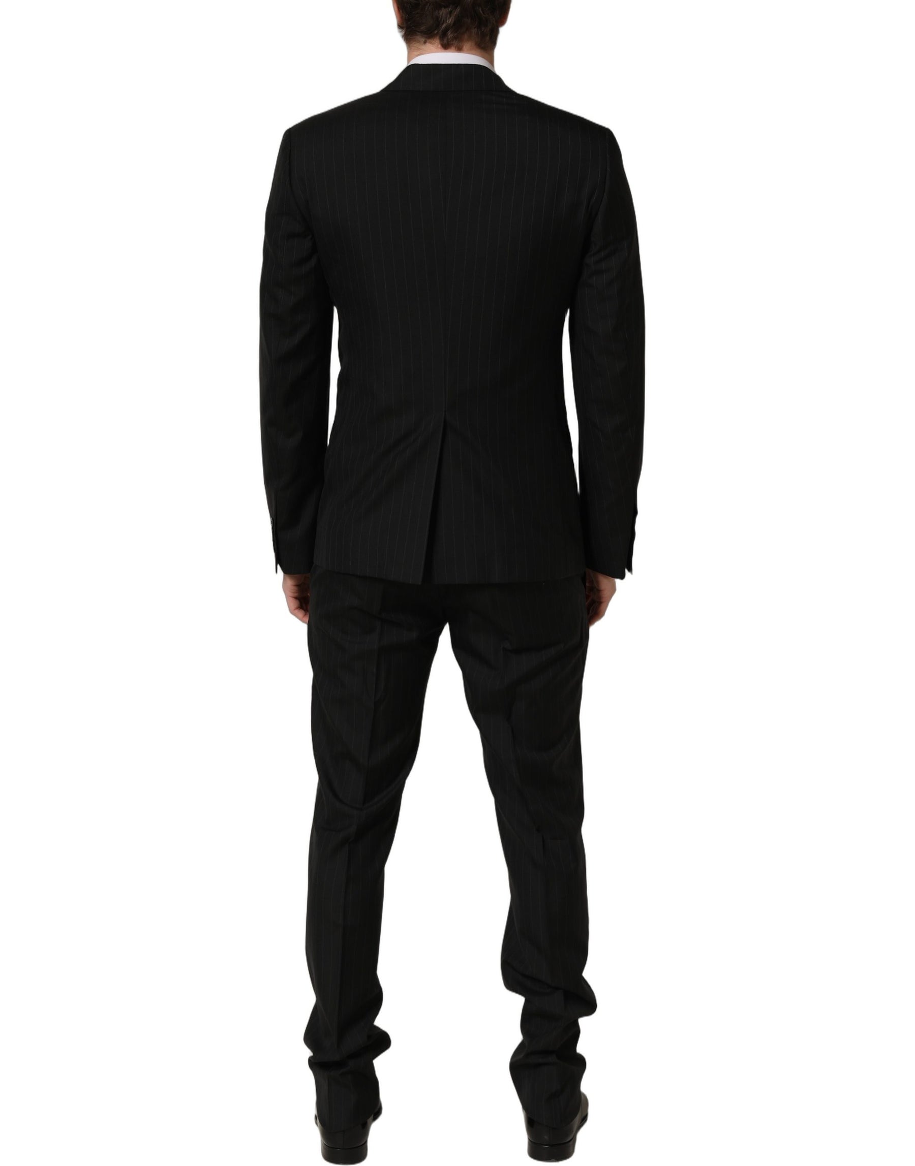 Dolce & Gabbana Black Stripes Slim Fit Formal 3 Piece Suit | Regal Royce