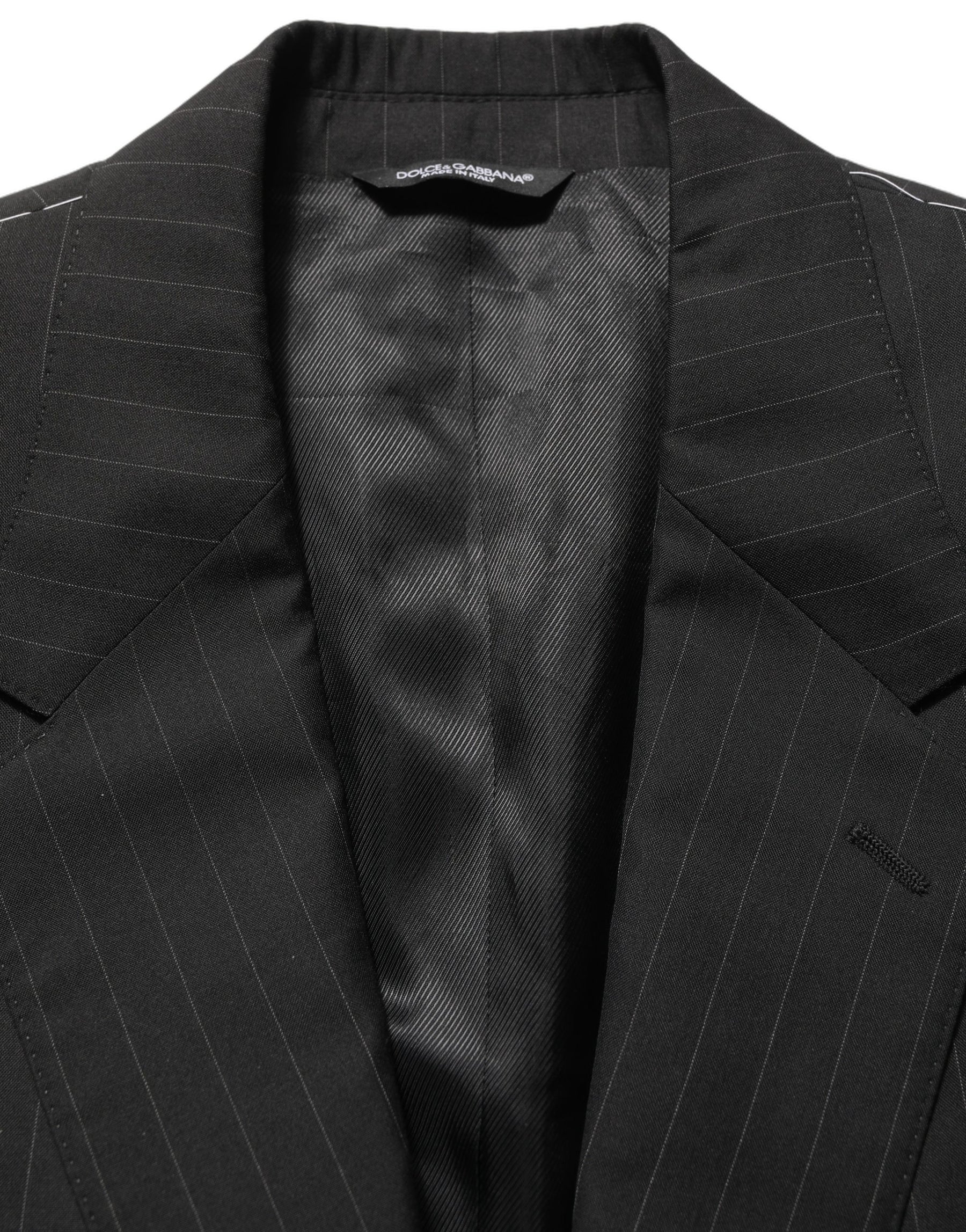 Dolce & Gabbana Black Stripes Slim Fit Formal 3 Piece Suit | Regal Royce