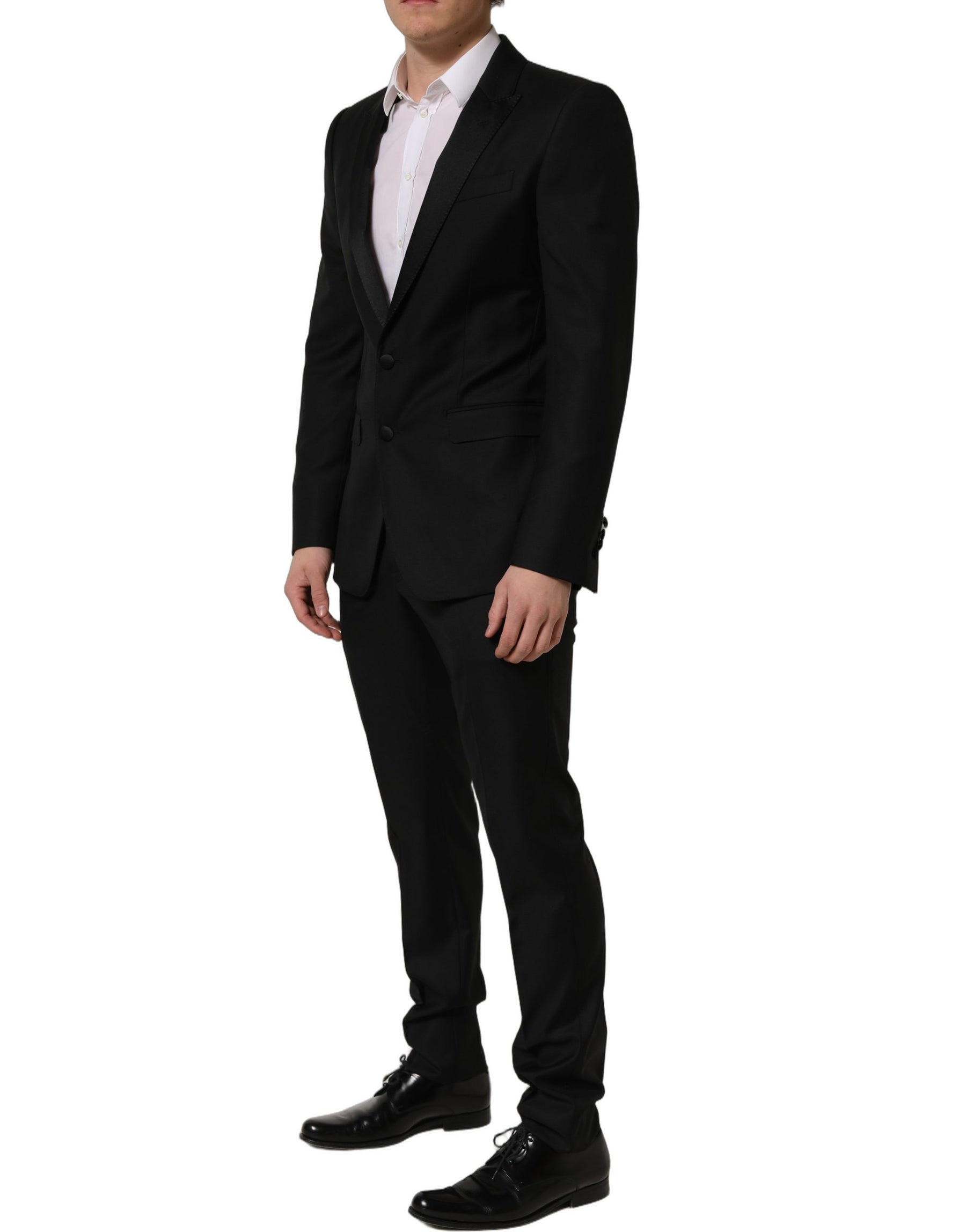 Dolce & Gabbana Black Wool Slim Fit Formal 2 Piece Men Suit | Regal Royce