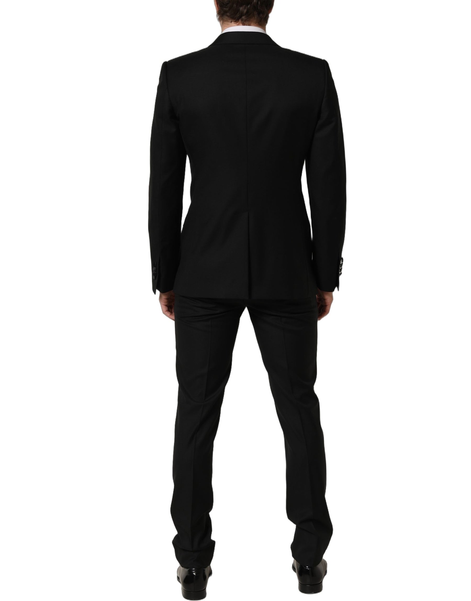 Dolce & Gabbana Black Wool Slim Fit Formal 2 Piece Men Suit | Regal Royce
