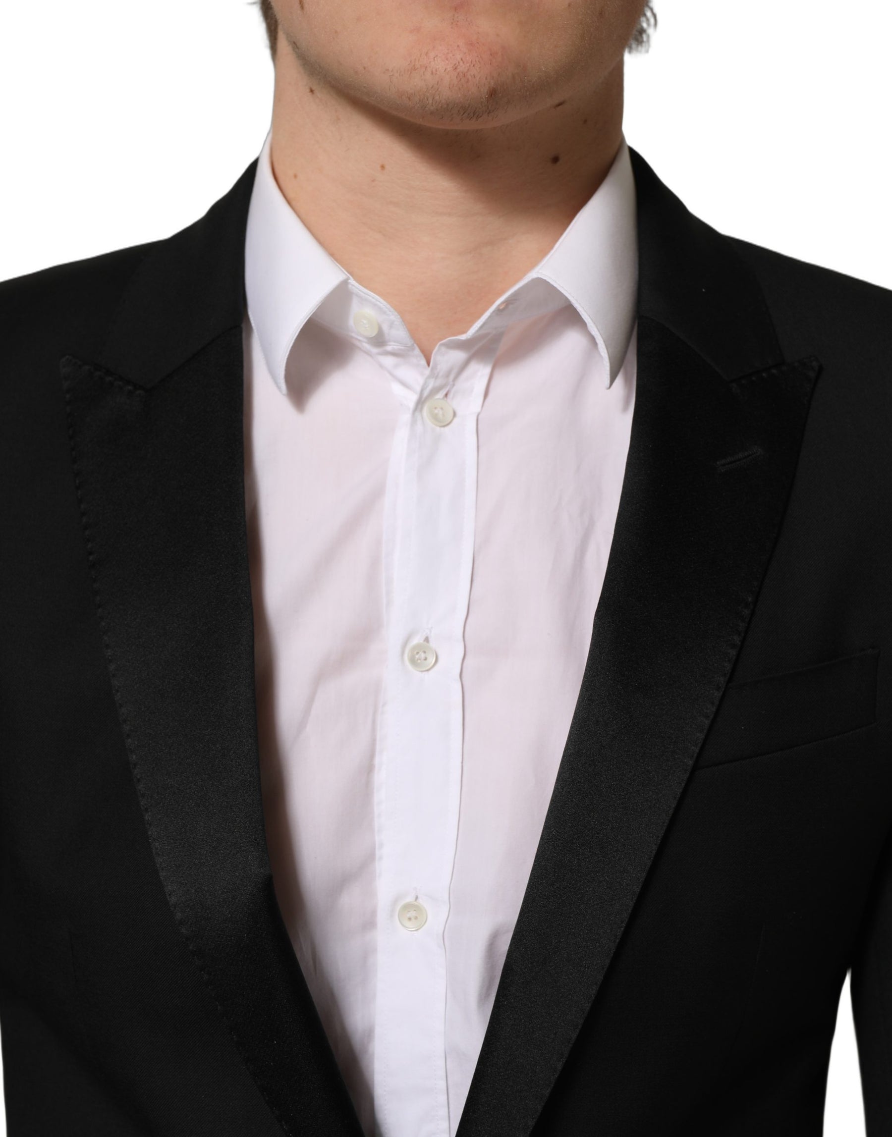 Dolce & Gabbana Black Wool Slim Fit Formal 2 Piece Men Suit | Regal Royce