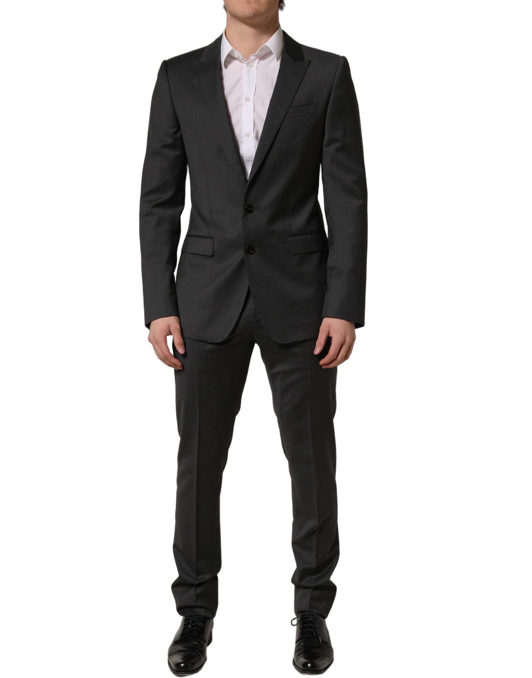 Dolce & Gabbana Gray Wool Slim Fit Formal 2 Piece Men Suit | Regal Royce