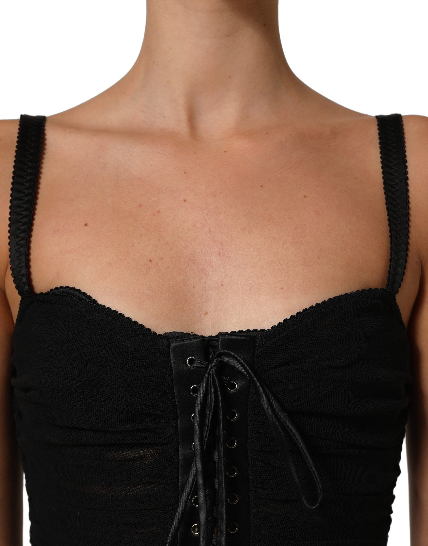 Dolce & Gabbana Black Bodycon Fitted Corset Style Mini Dress | Regal Royce