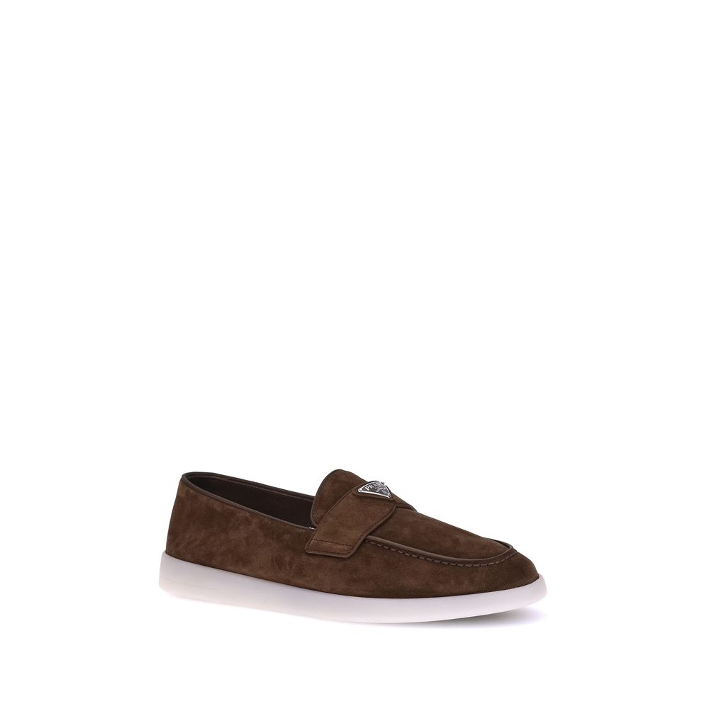 Prada Brown Calf Leather Bos Taurus Slip-On Loafers | Regal Royce