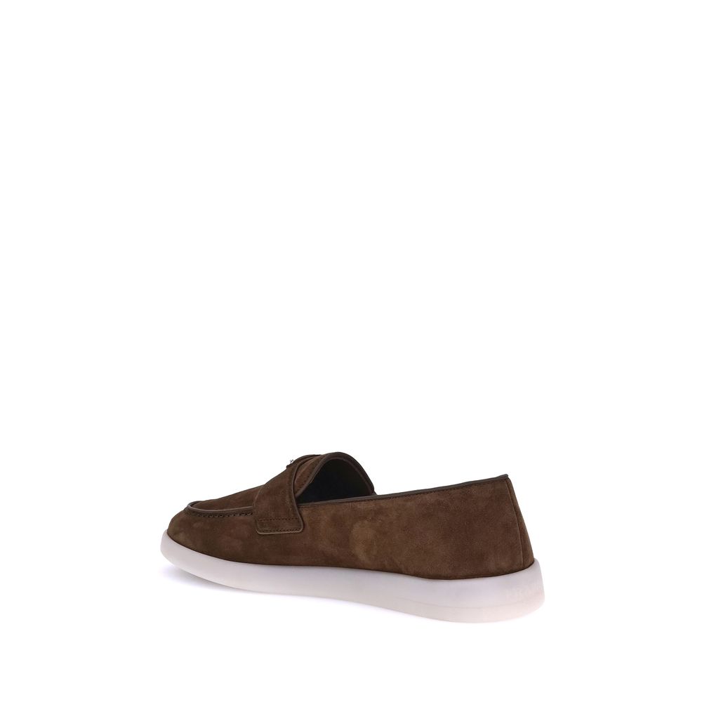 Prada Brown Calf Leather Bos Taurus Slip-On Loafers | Regal Royce