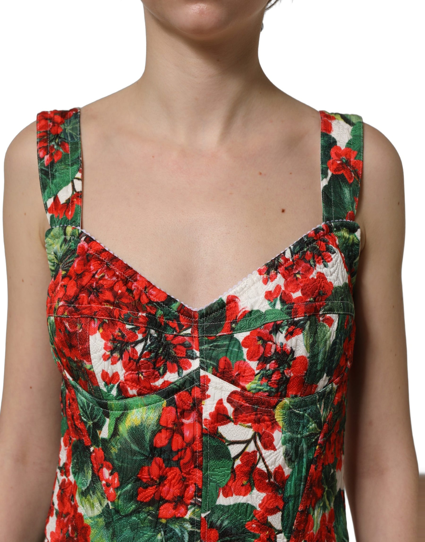 Dolce & Gabbana Multicolor Geranium Print A-line Mini Dress | Regal Royce