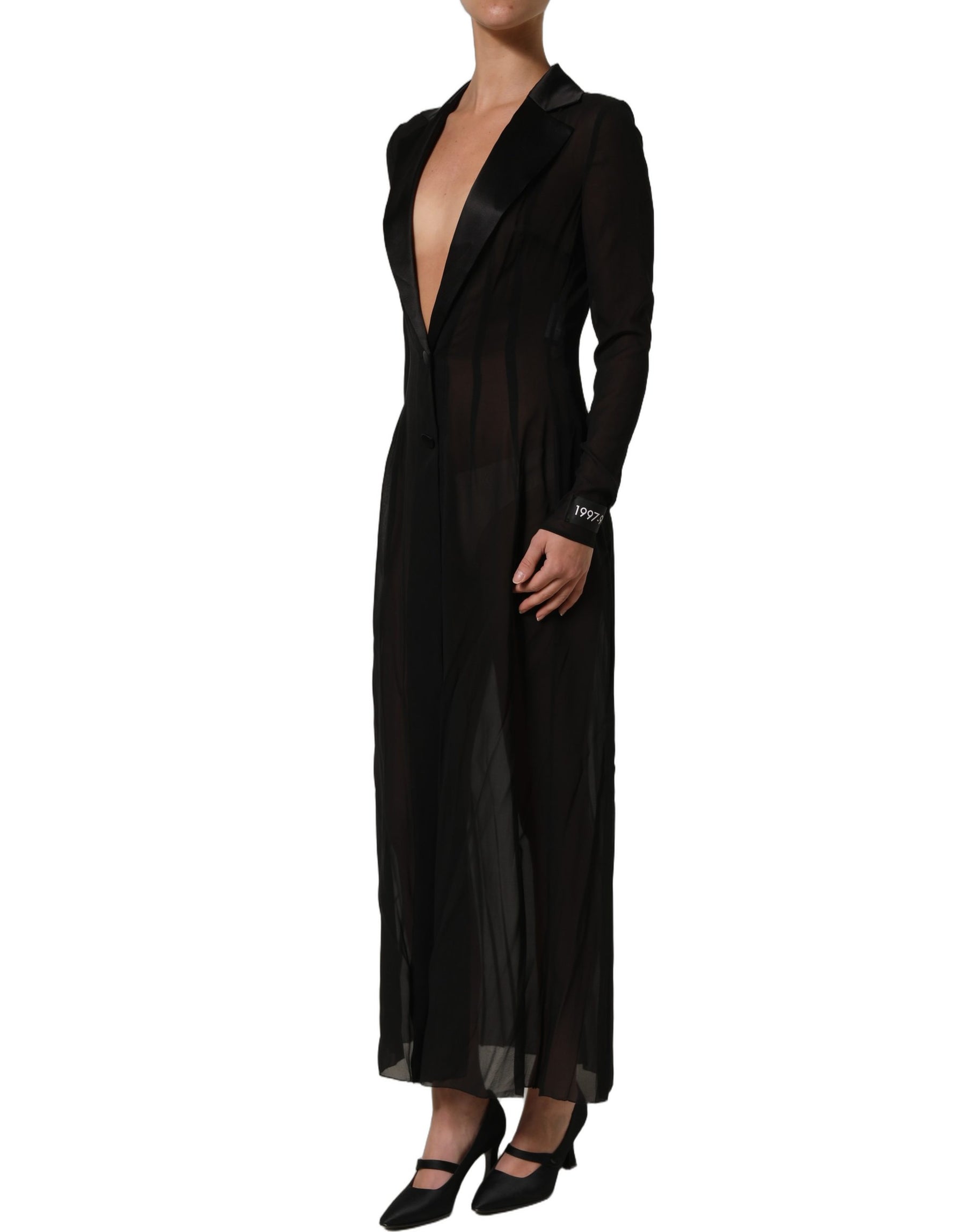 Dolce & Gabbana Black Silk Sheer Chiffon Long Maxi Dress | Regal Royce