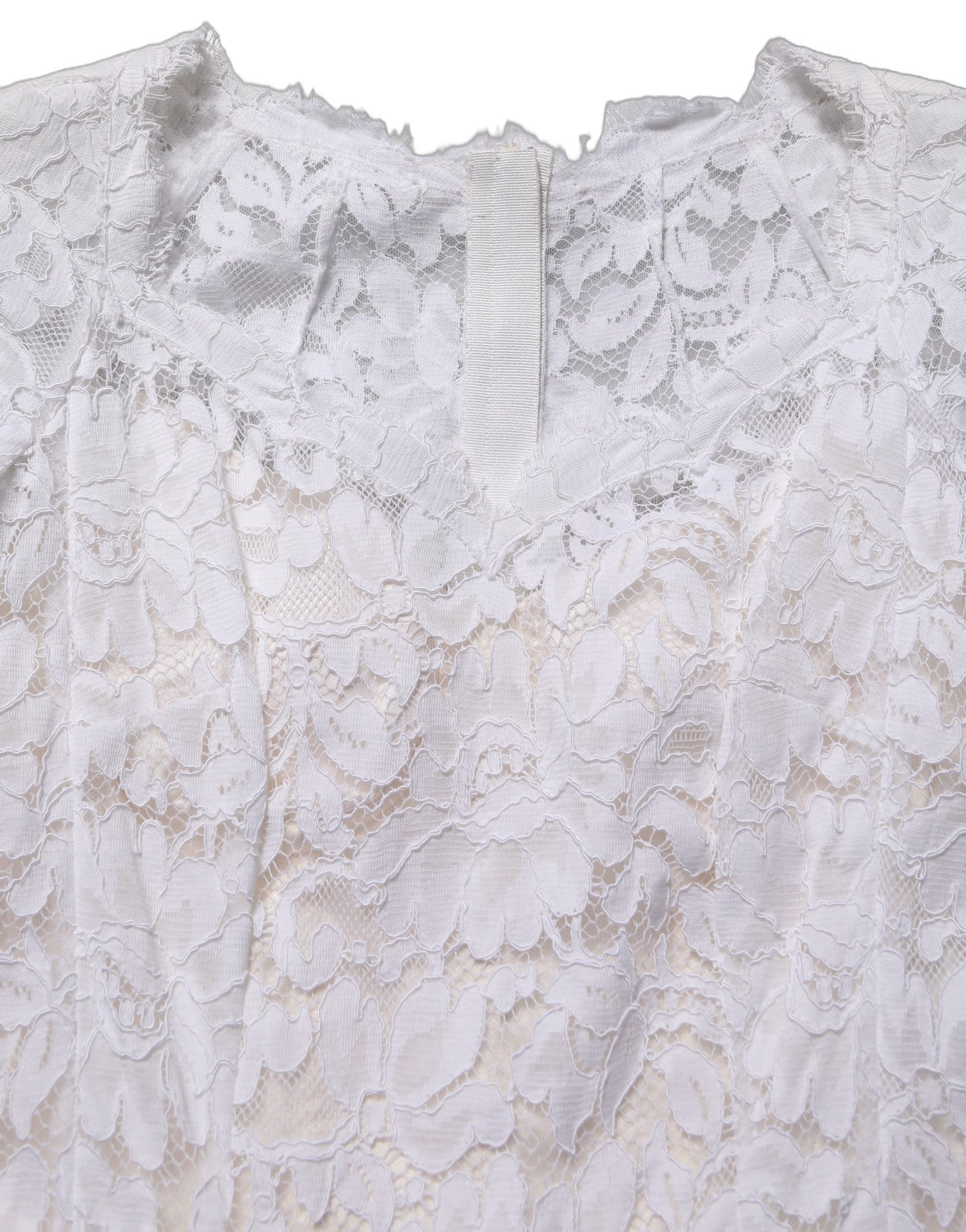 Dolce & Gabbana White Floral Lace Mermaid Long Gown Dress | Regal Royce