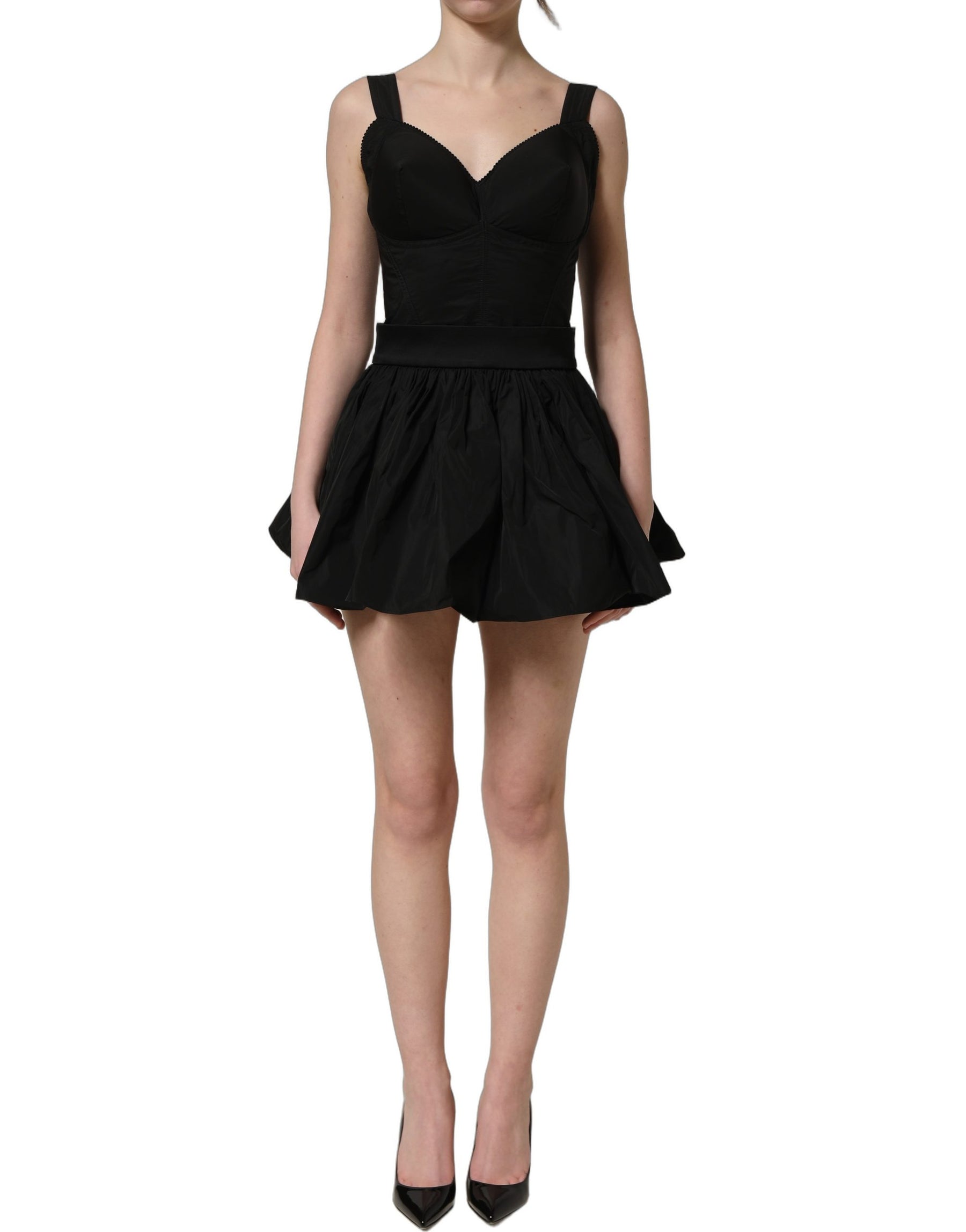 Dolce & Gabbana Black Nylon A-Line Sleeveless Mini Dress | Regal Royce