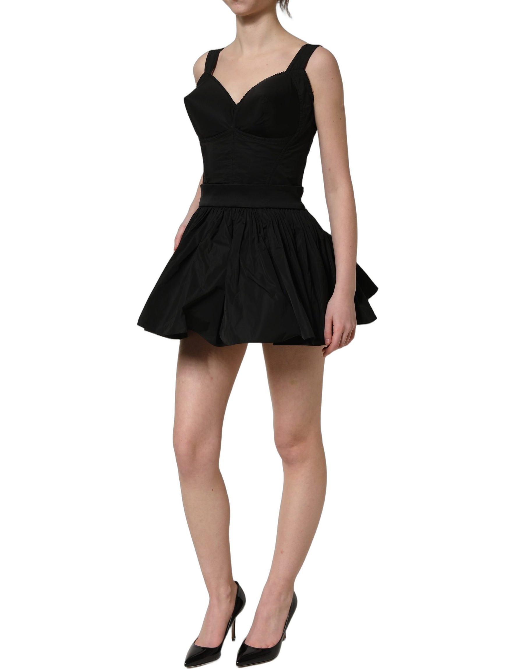 Dolce & Gabbana Black Nylon A-Line Sleeveless Mini Dress | Regal Royce