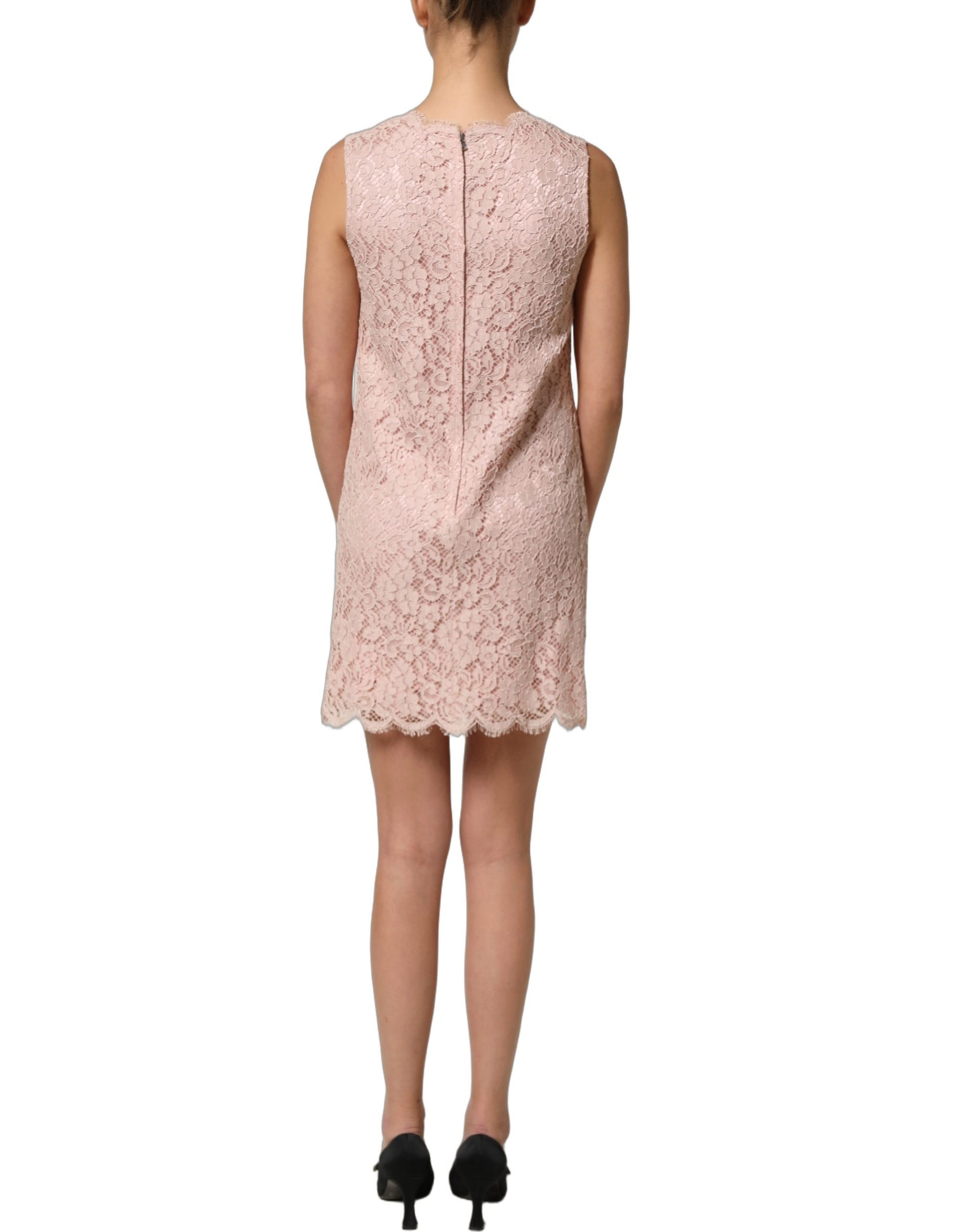 Dolce & Gabbana Pink Cotton Floral Lace Sleeveless Mini Dress | Regal Royce