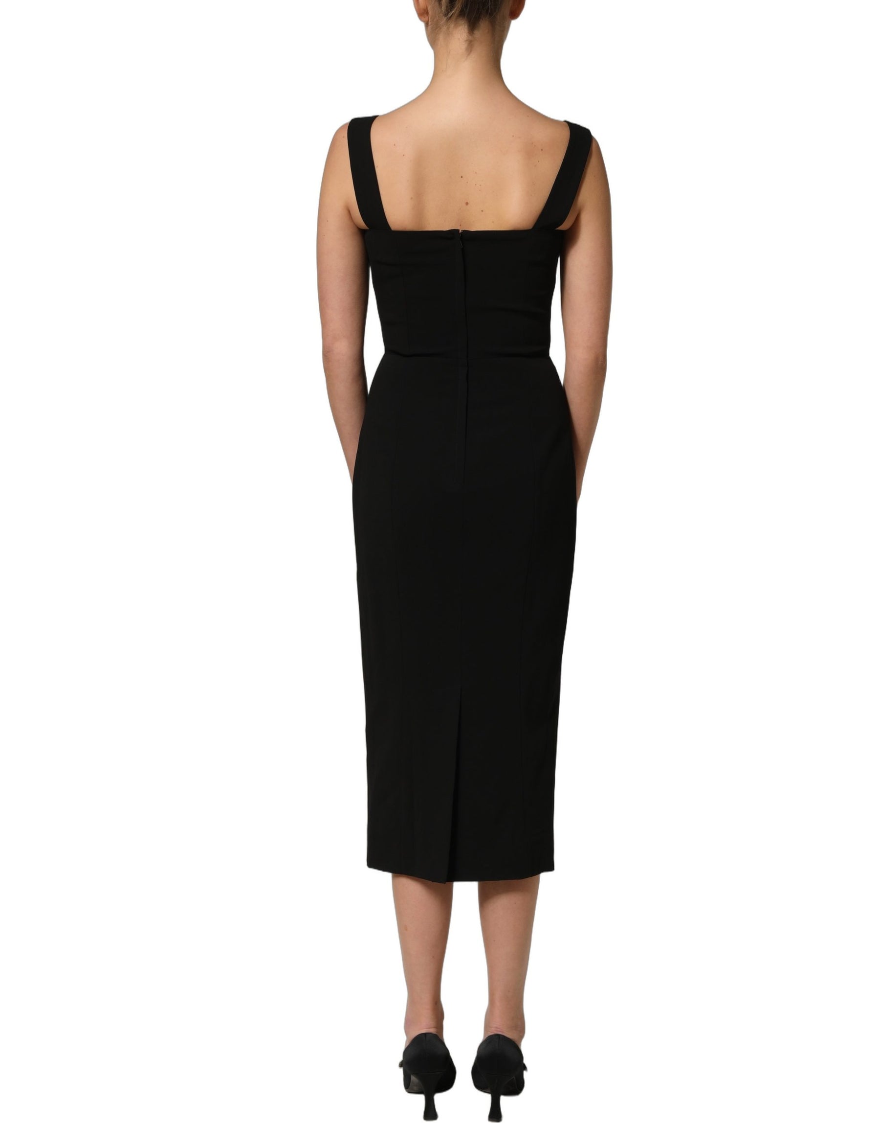 Dolce & Gabbana Black Viscose Stretch Sheath Midi Dress | Regal Royce