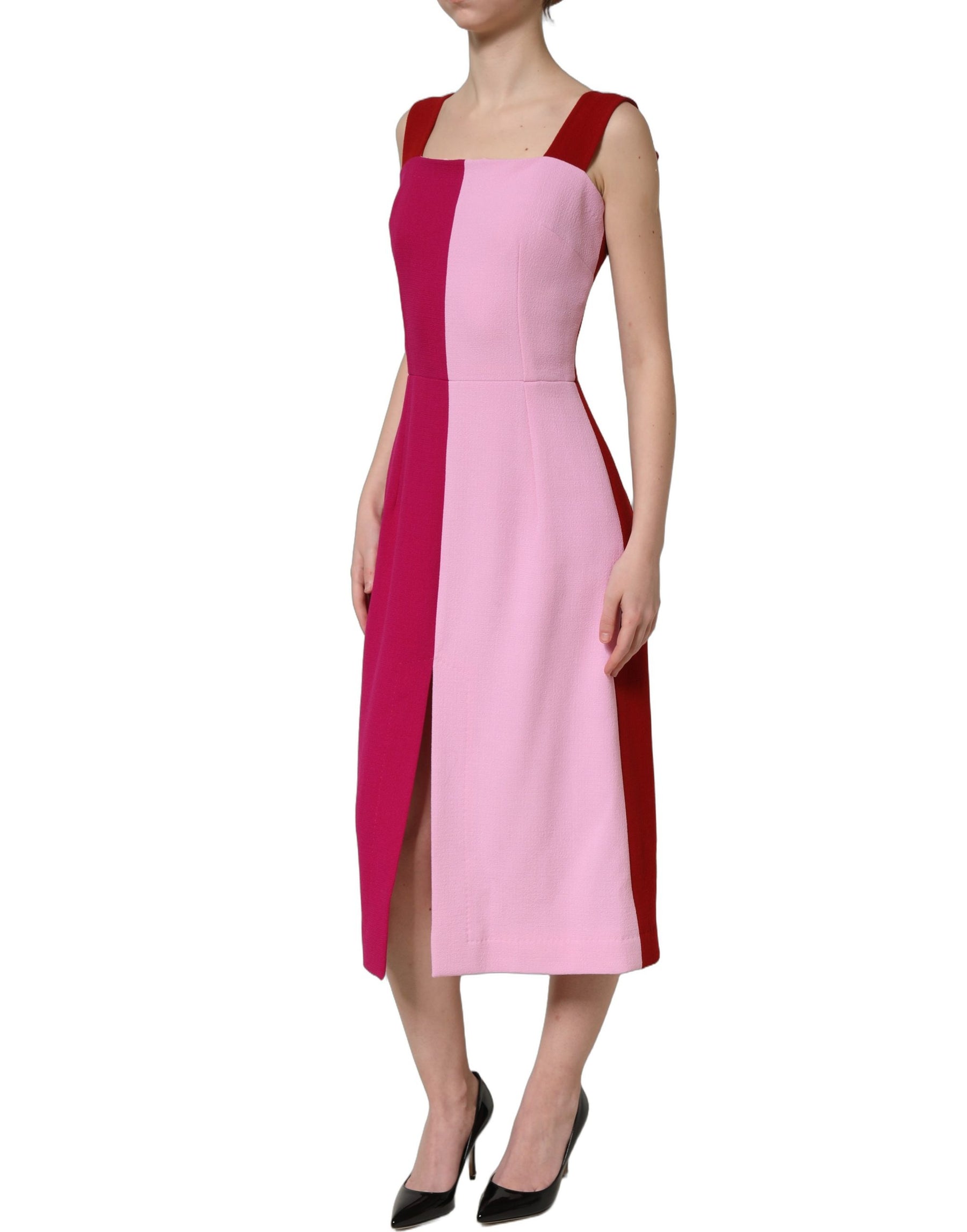 Dolce & Gabbana Two Tone Pink Wool Sleeveless Midi Dress | Regal Royce