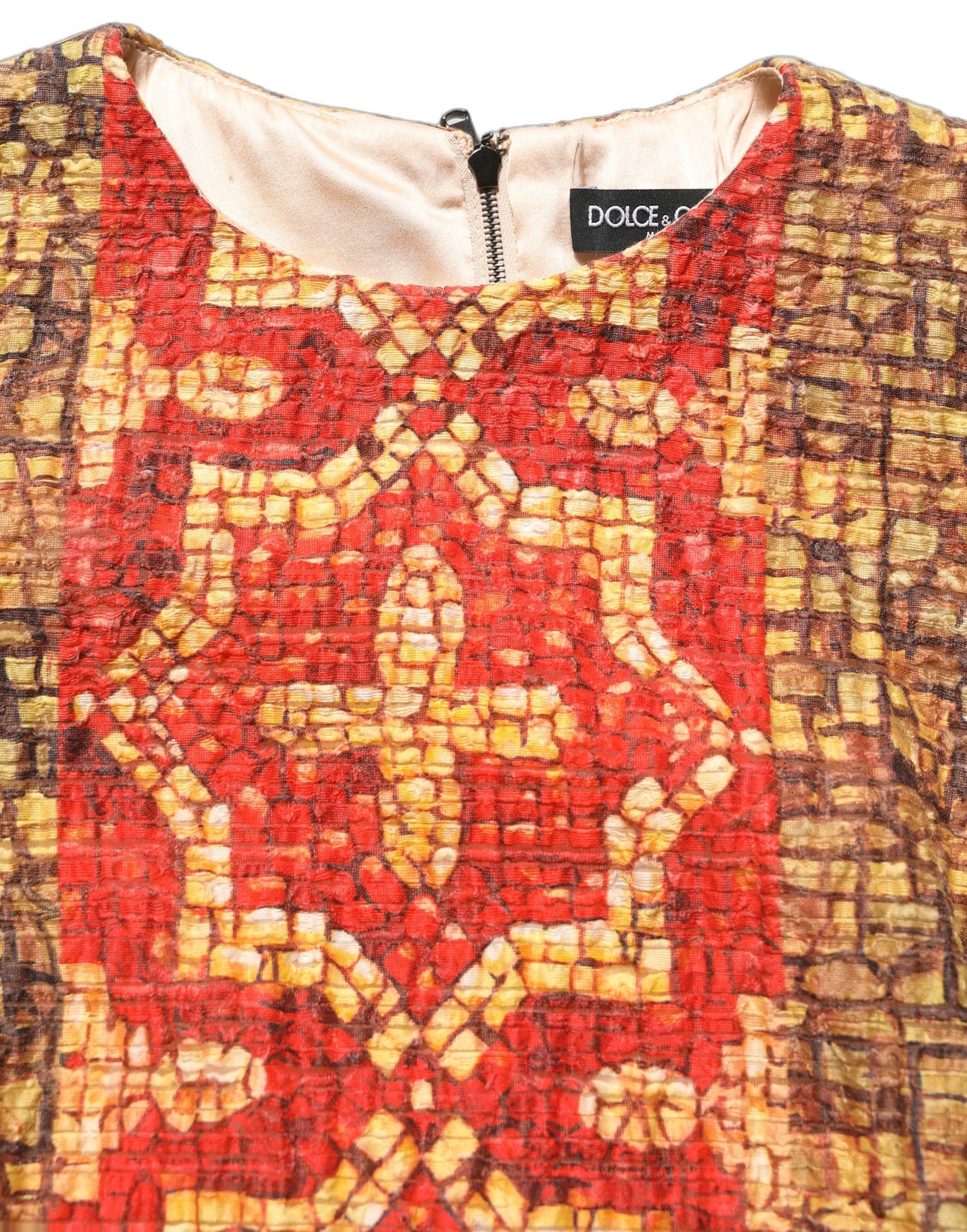 Dolce & Gabbana Multicolor Mosaic Long Sleeves Mini Dress | Regal Royce