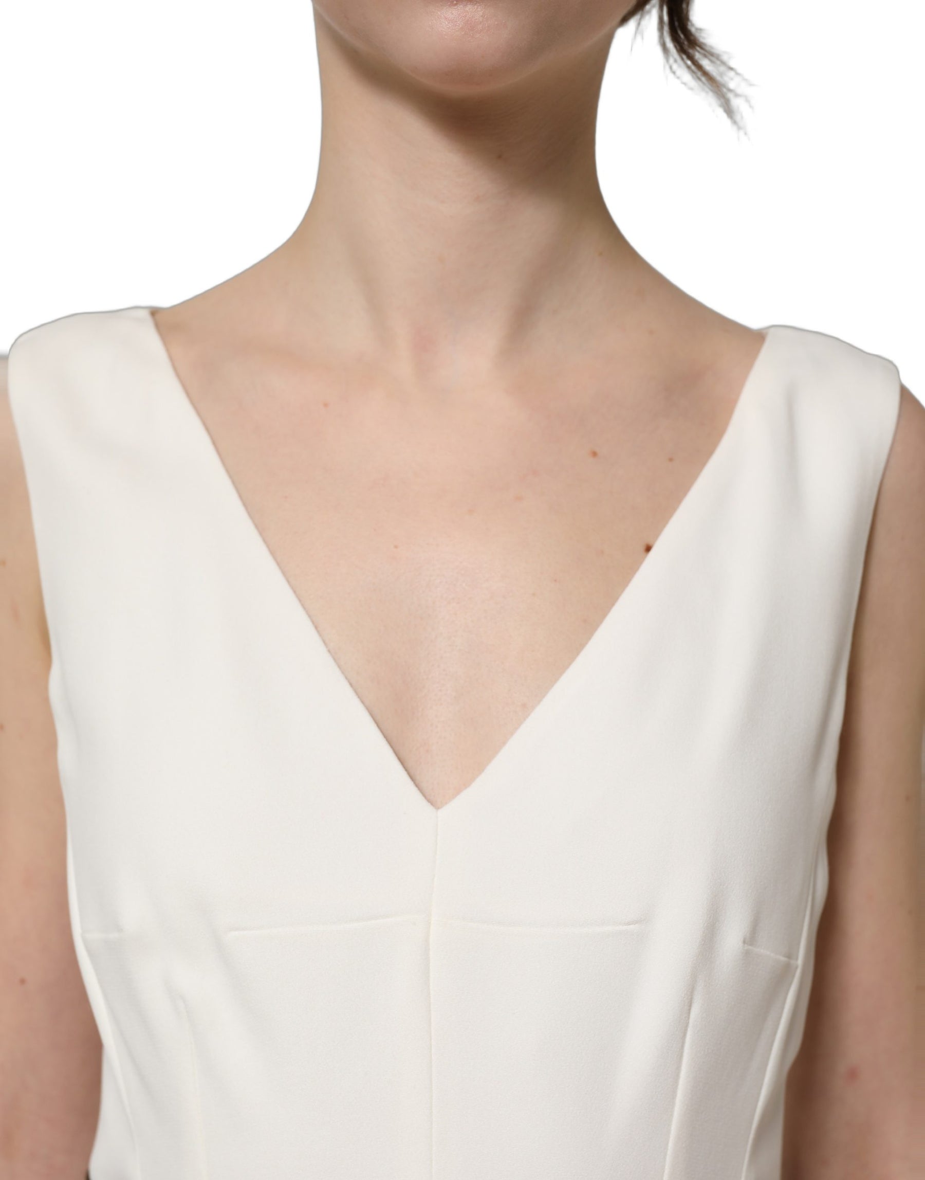 Dolce & Gabbana White Leopard Sleeveless Sheath Midi Dress | Regal Royce
