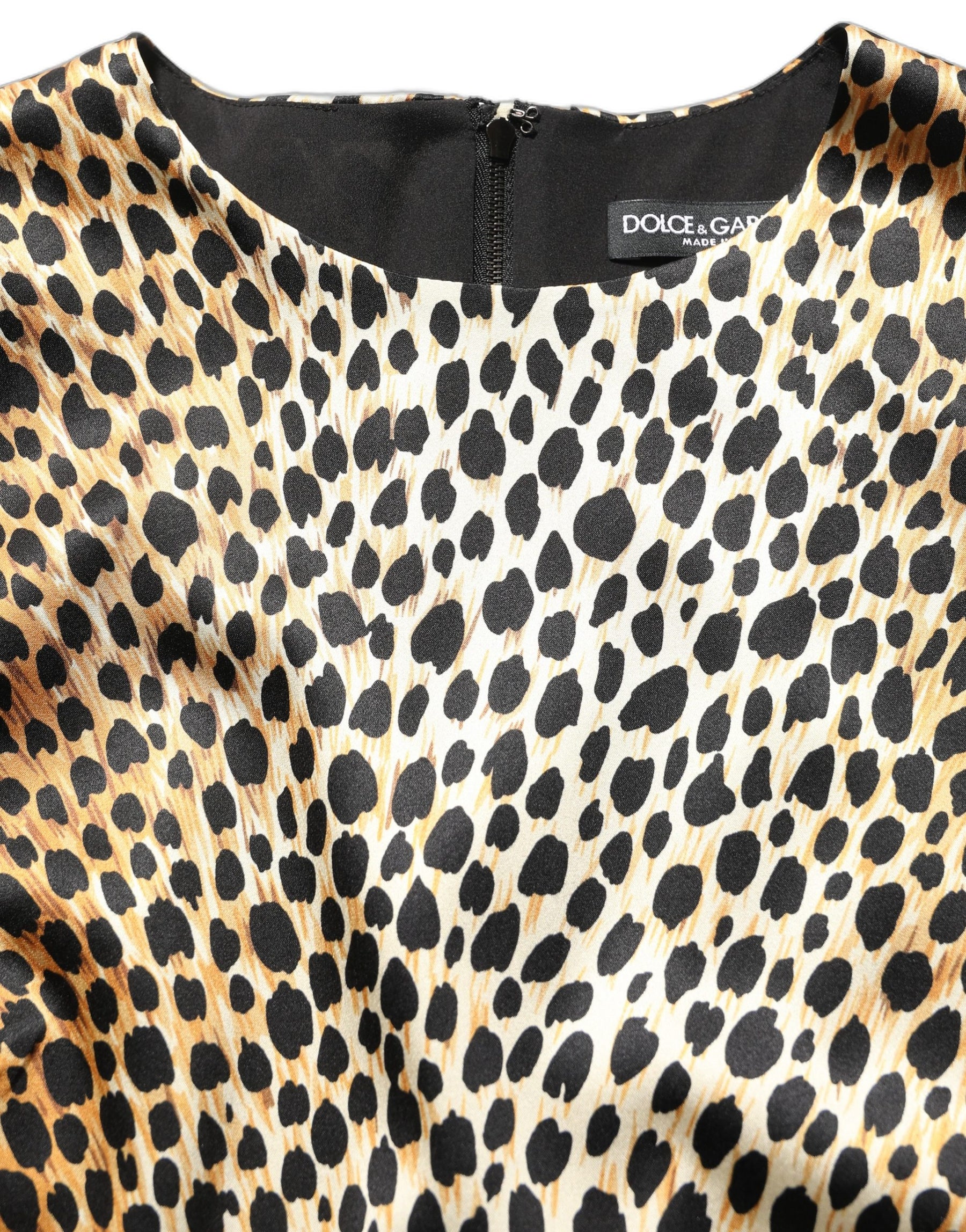 Dolce & Gabbana Brown Ocelot Print Long Sleeve Mini Dress | Regal Royce