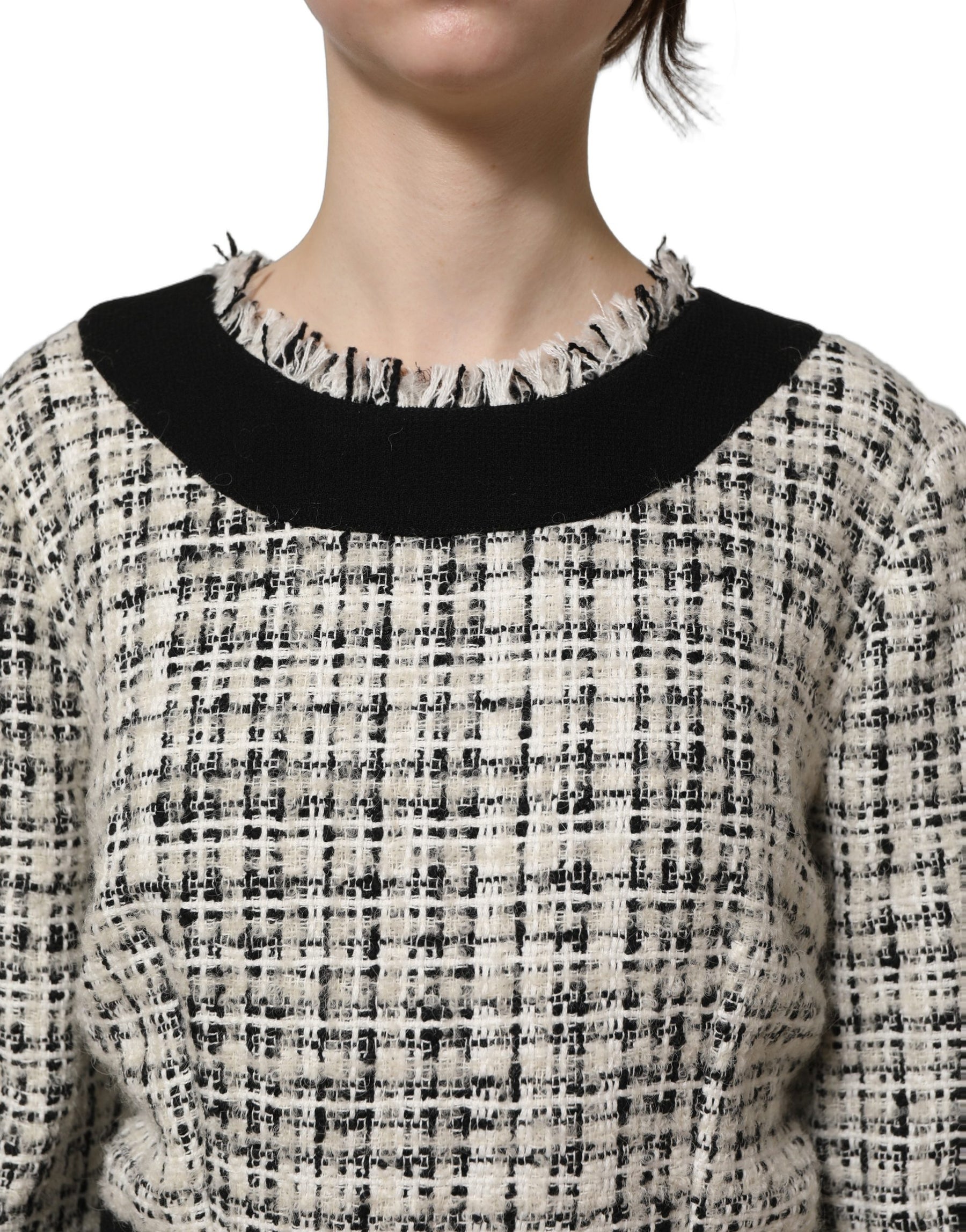 Dolce & Gabbana Multicolor Bouclé Tweed Frayed Trim Midi Dress | Regal Royce