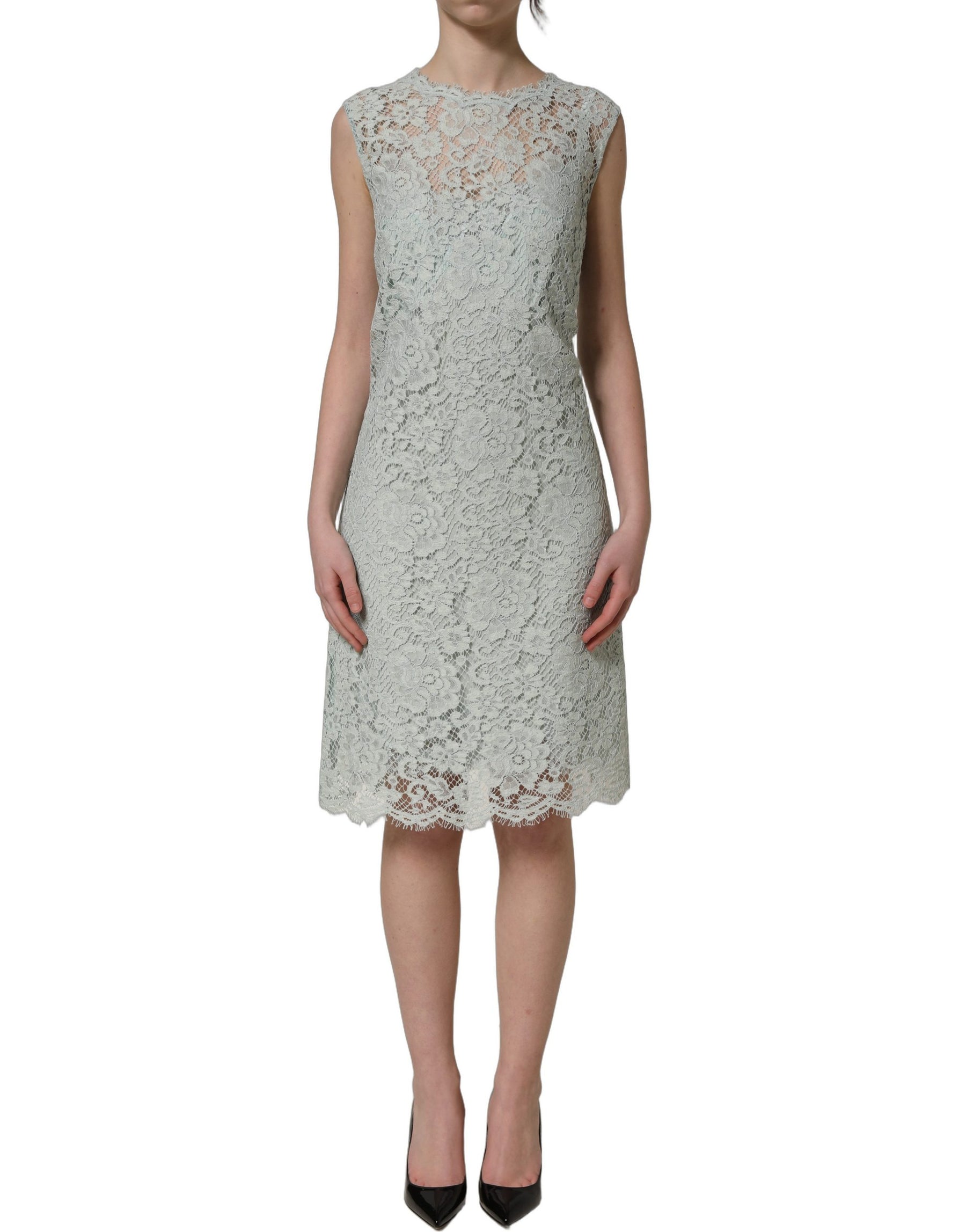 Dolce & Gabbana Mint Green Lace Sleeveless Knee Length Dress | Regal Royce