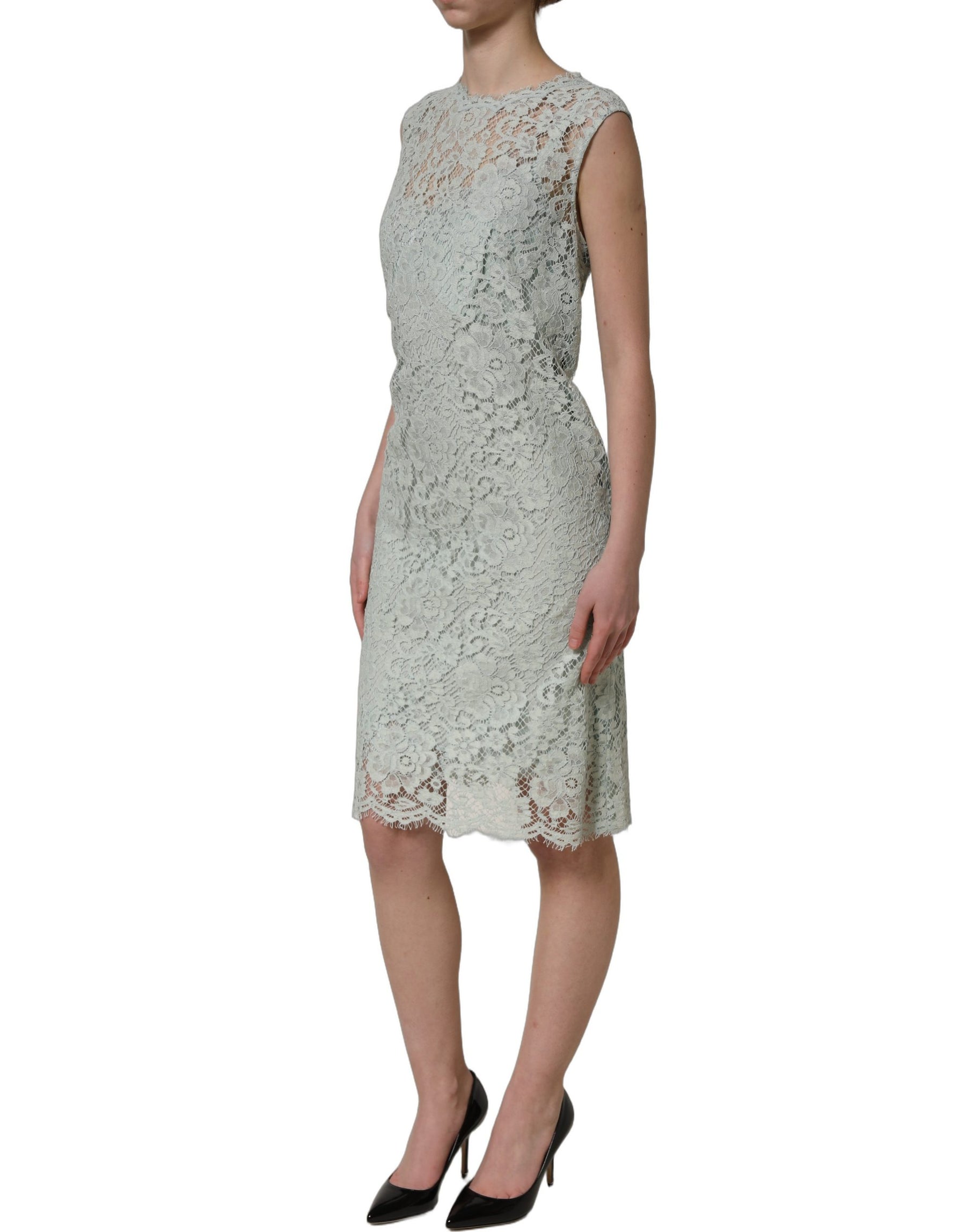 Dolce & Gabbana Mint Green Lace Sleeveless Knee Length Dress | Regal Royce