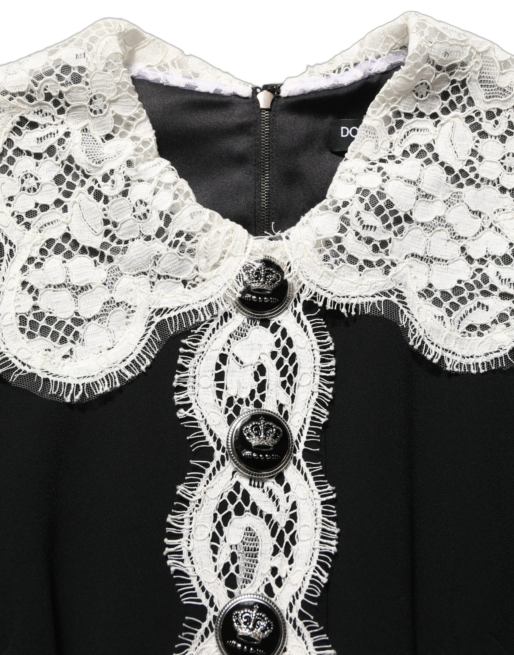 Dolce & Gabbana Black Lace Detailing Long Sleeves Midi Dress | Regal Royce