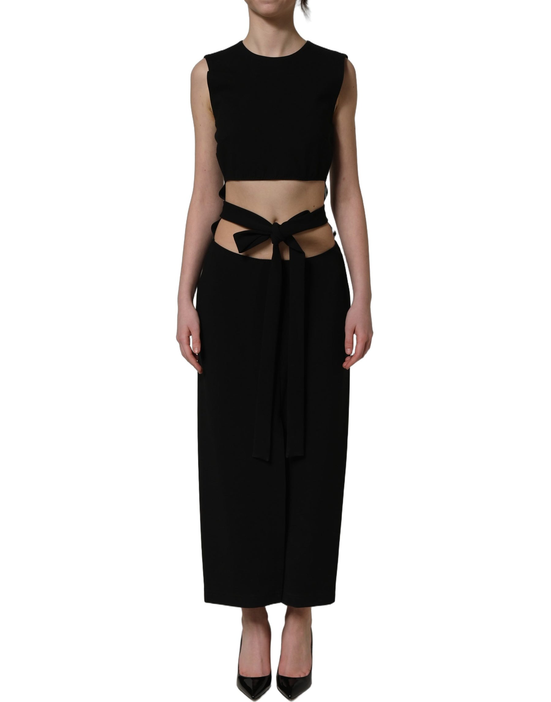 Dolce & Gabbana Black Cut Out Detail Sleeveless Maxi Dress | Regal Royce