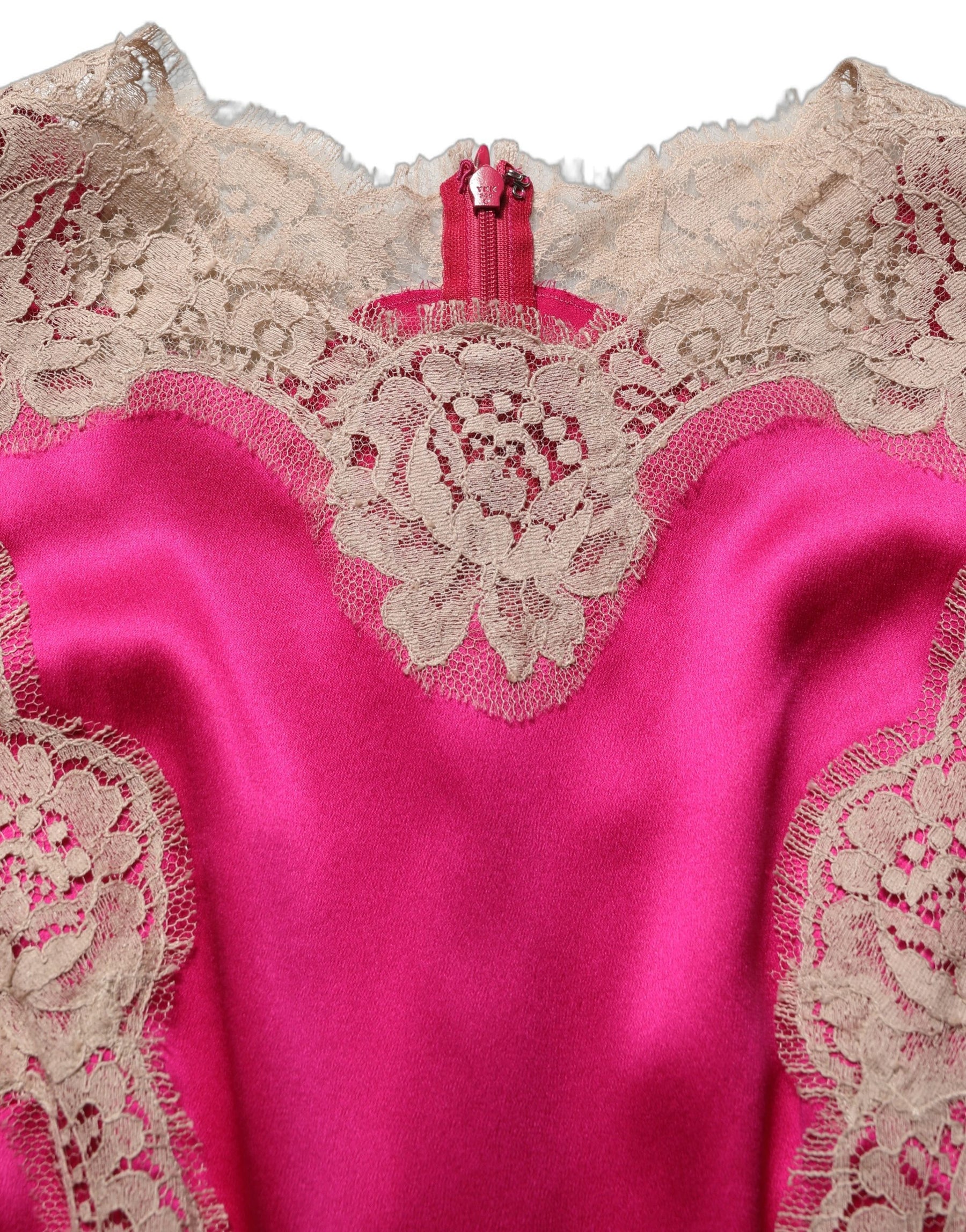 Dolce & Gabbana Fuchsia Pink Lace Detail A-line Midi Dress | Regal Royce