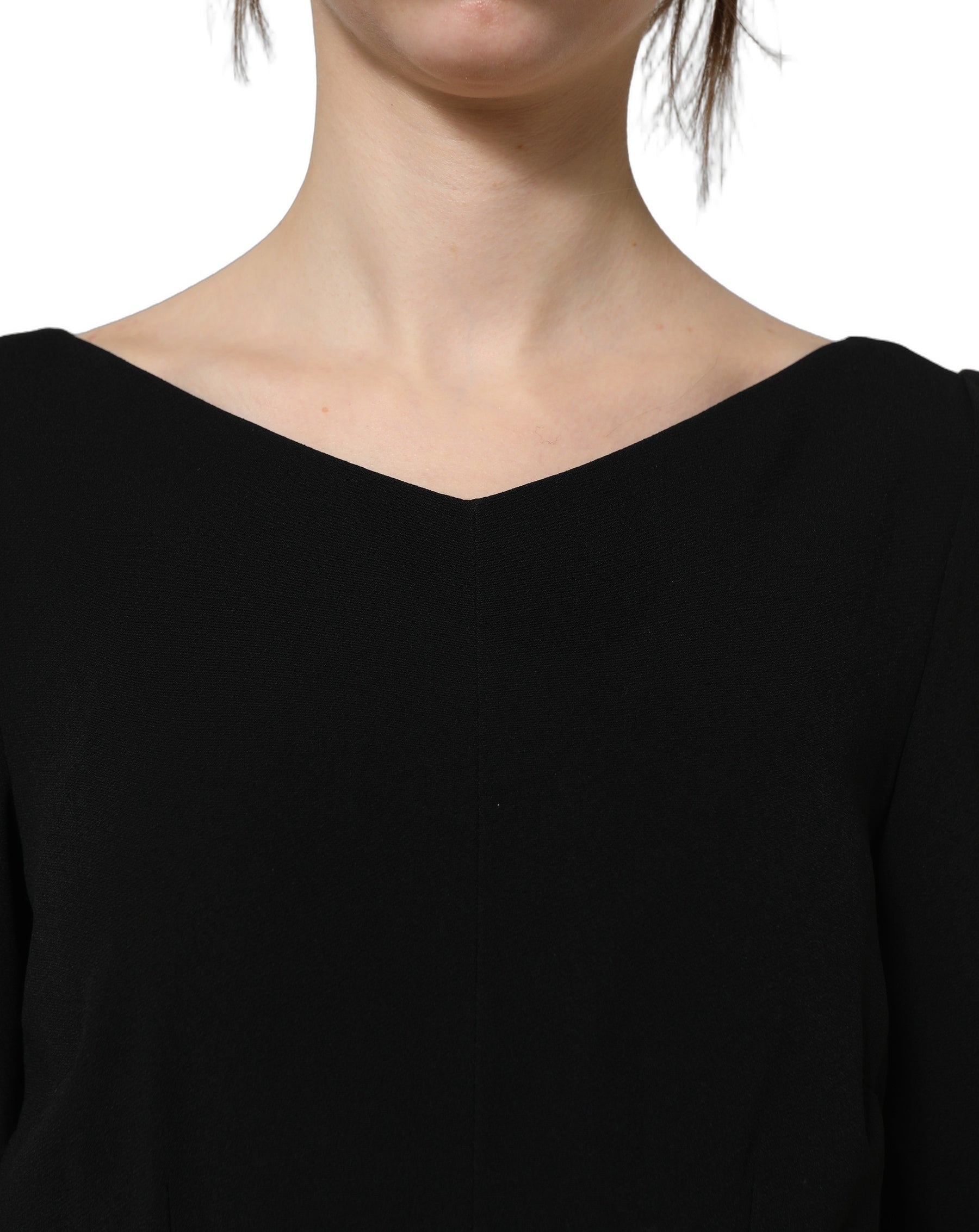 Dolce & Gabbana Black Viscose Short Sleeve A-line Midi Dress | Regal Royce
