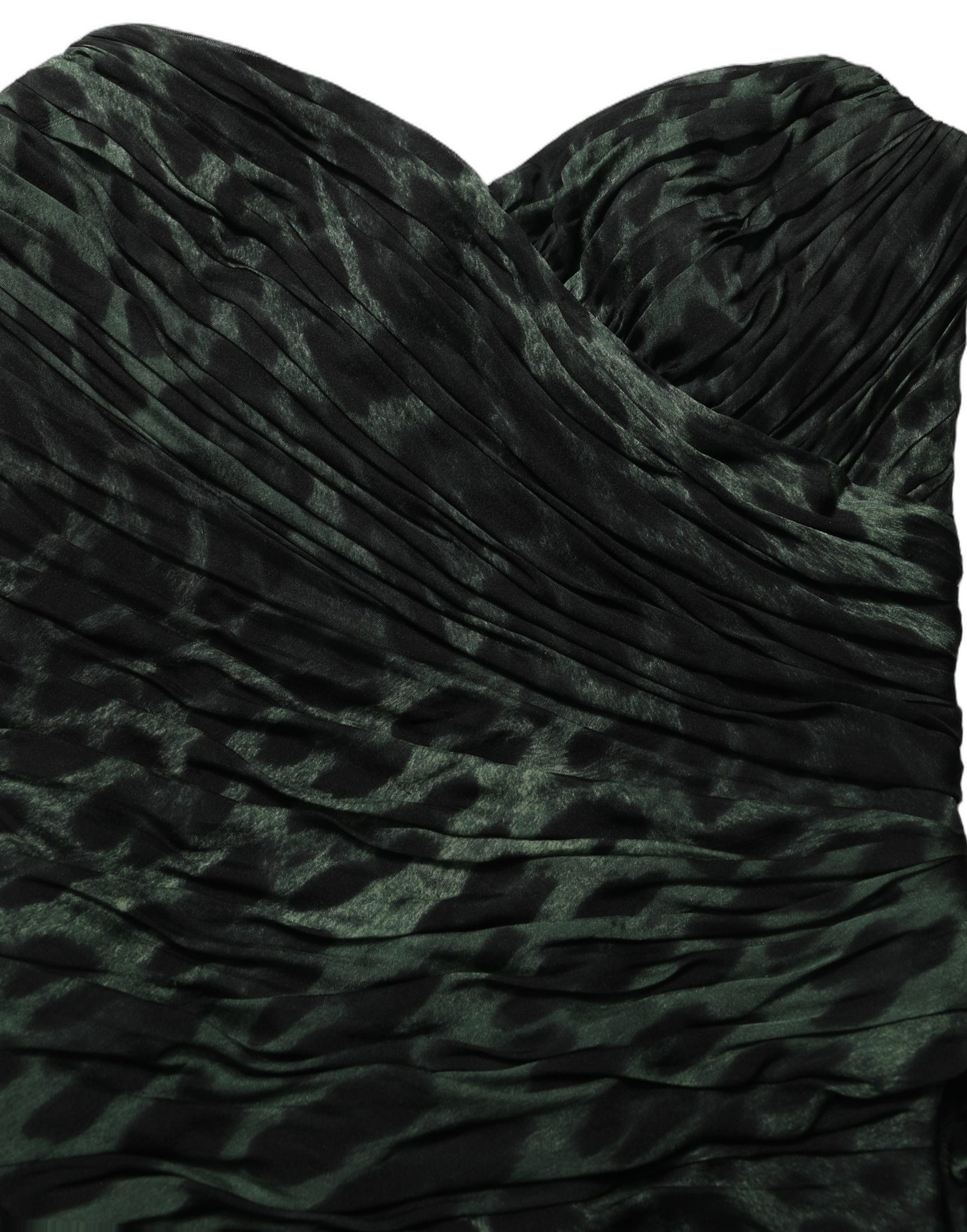 Dolce & Gabbana Green Leopard Print Bustier Draped Midi Dress | Regal Royce
