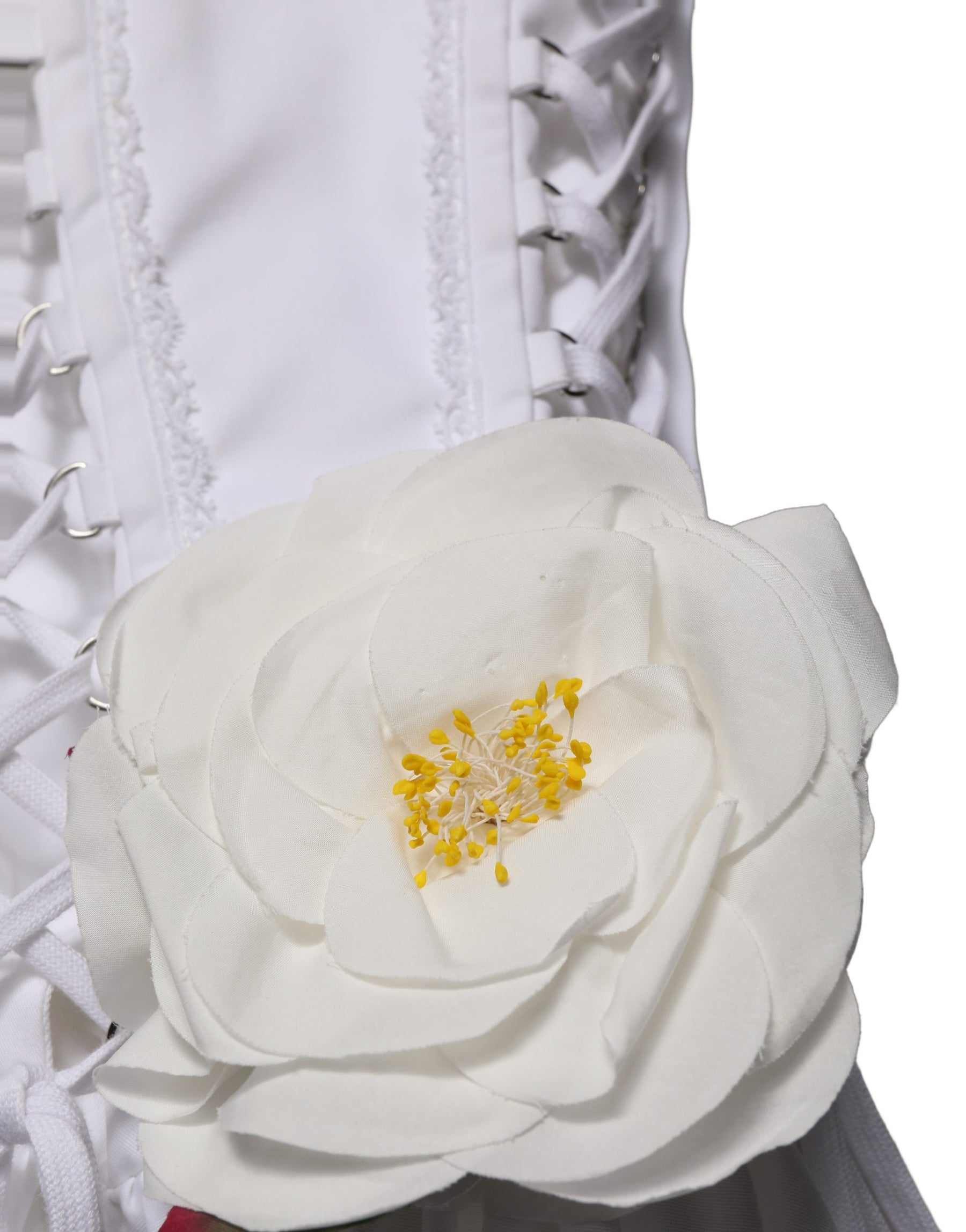 Dolce & Gabbana White Cotton Gabardine Bustier Midi Dress | Regal Royce