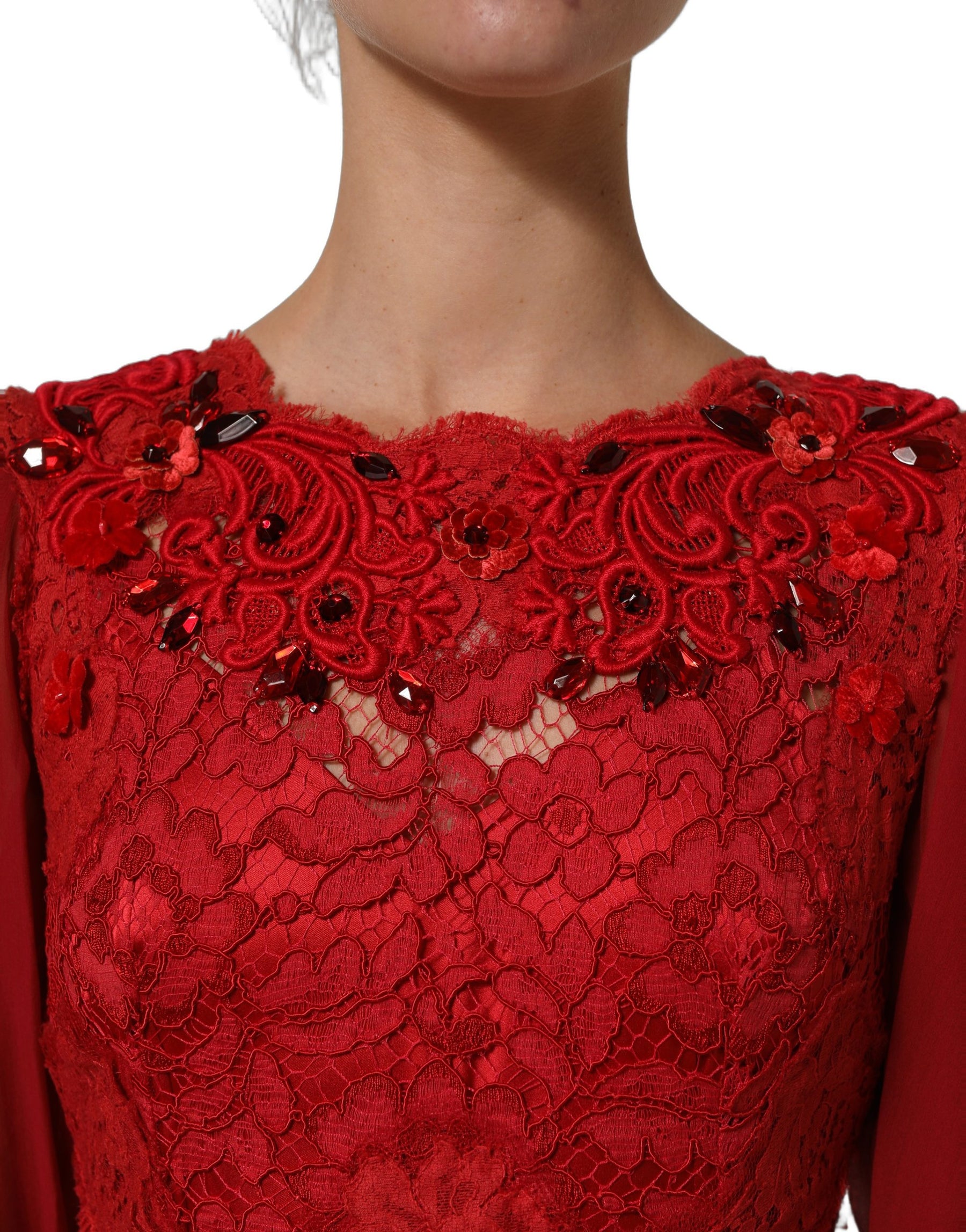 Dolce & Gabbana Red Embellished Mermaid Long Gown Dress | Regal Royce