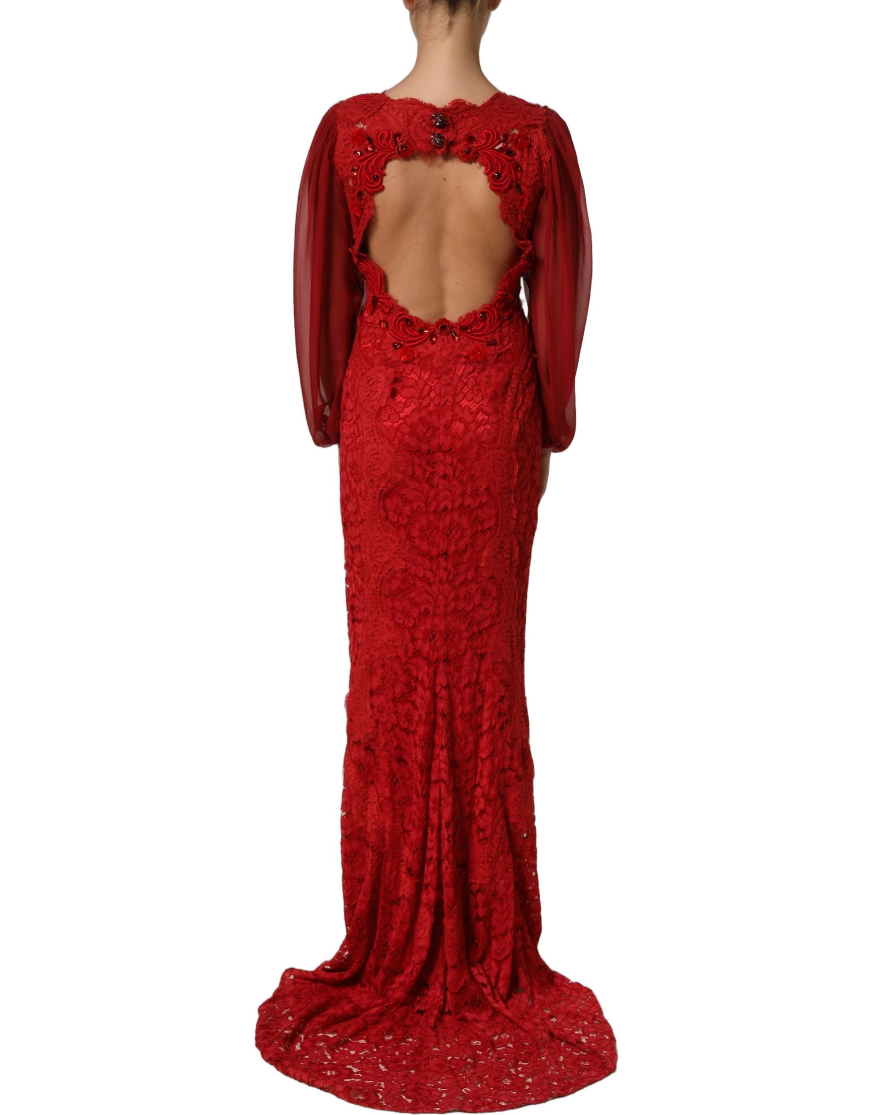 Dolce & Gabbana Red Embellished Mermaid Long Gown Dress | Regal Royce