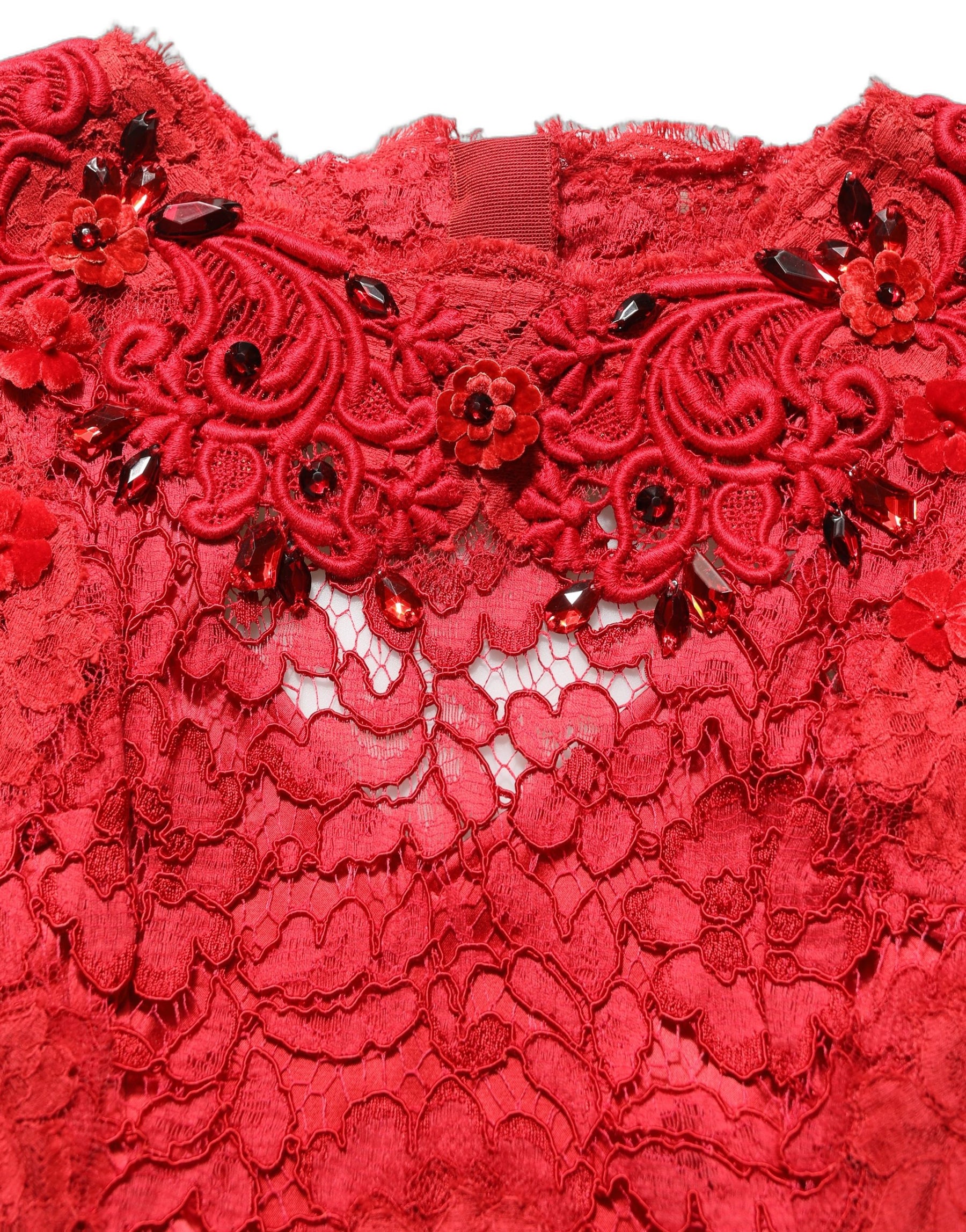 Dolce & Gabbana Red Embellished Mermaid Long Gown Dress | Regal Royce