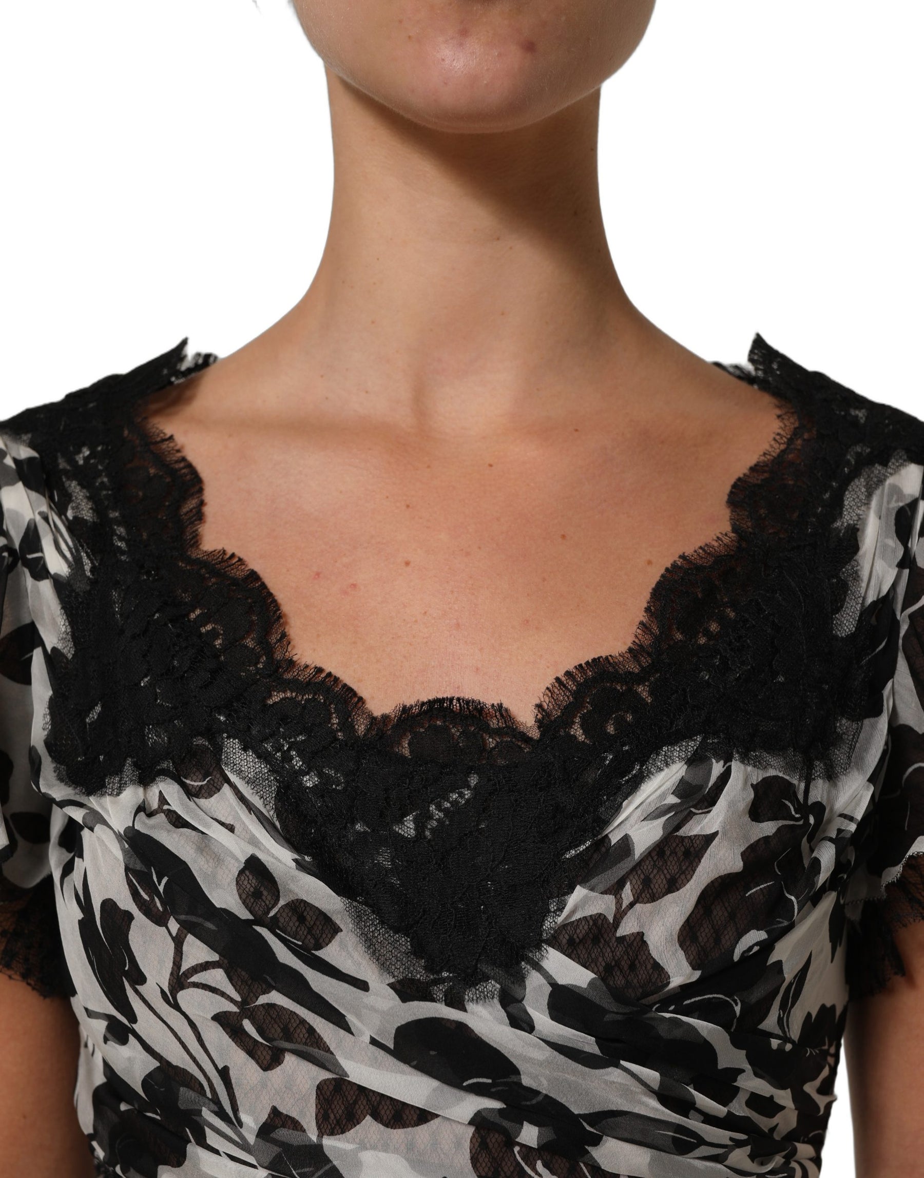 Dolce & Gabbana Black Silk Floral Lace Ricamo Ball Maxi Dress | Regal Royce