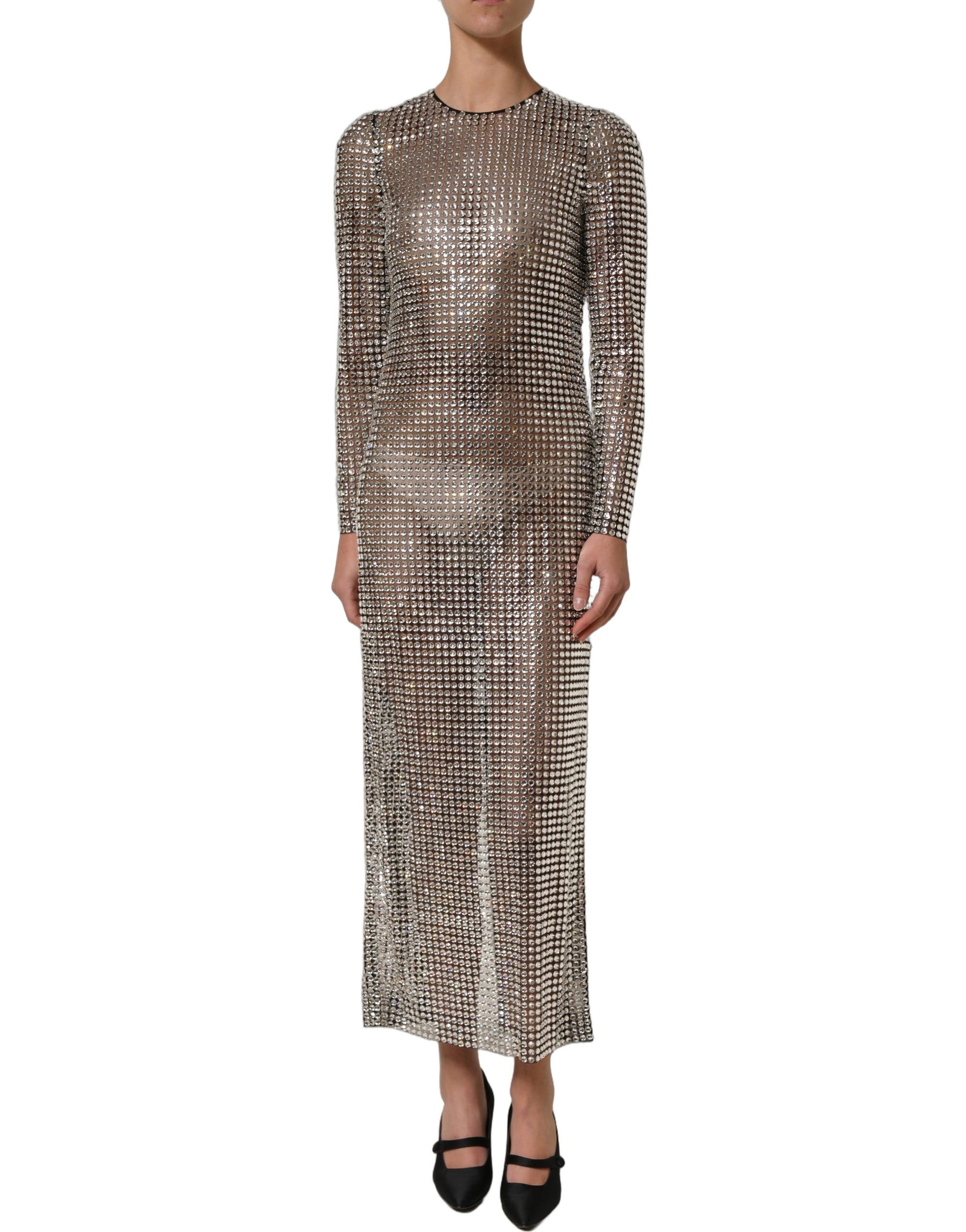 Dolce & Gabbana Beige Crystal Embellished Long Gown Dress | Regal Royce