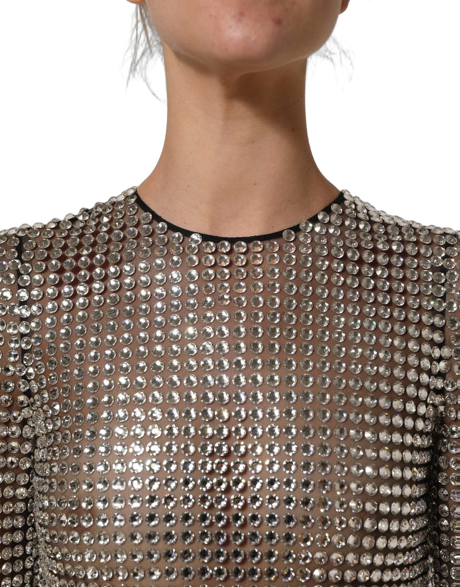 Dolce & Gabbana Beige Crystal Embellished Long Gown Dress | Regal Royce