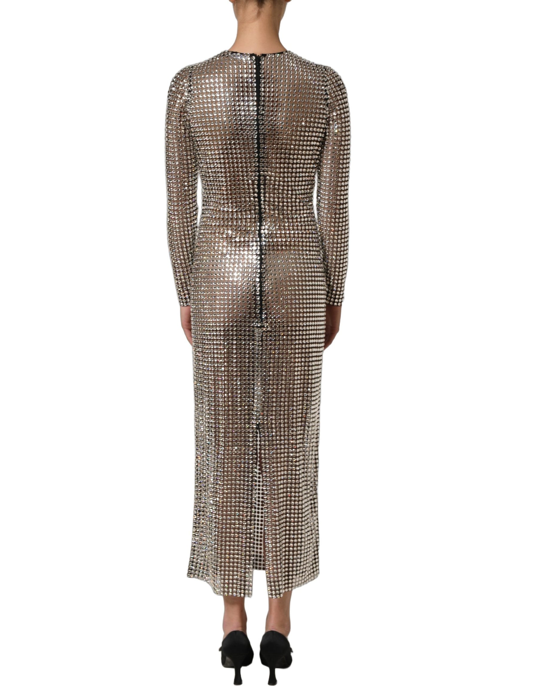 Dolce & Gabbana Beige Crystal Embellished Long Gown Dress | Regal Royce