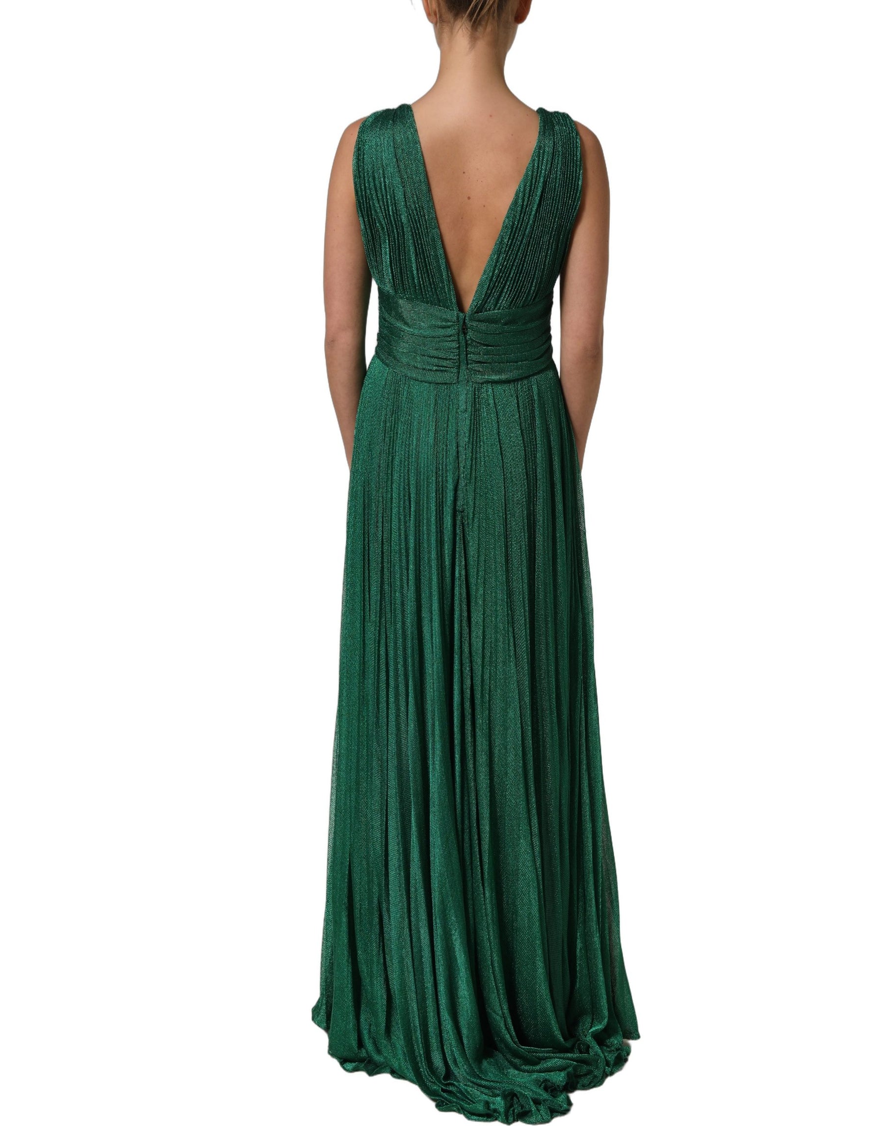 Dolce & Gabbana Emerald Green Plissé Evening Gown Dress | Regal Royce