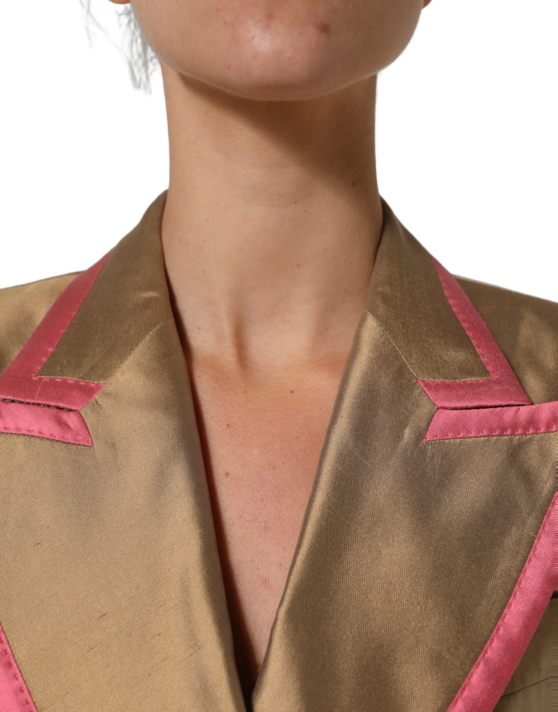 Dolce & Gabbana Gold Silk Double Breasted Coat Blazer Jacket | Regal Royce