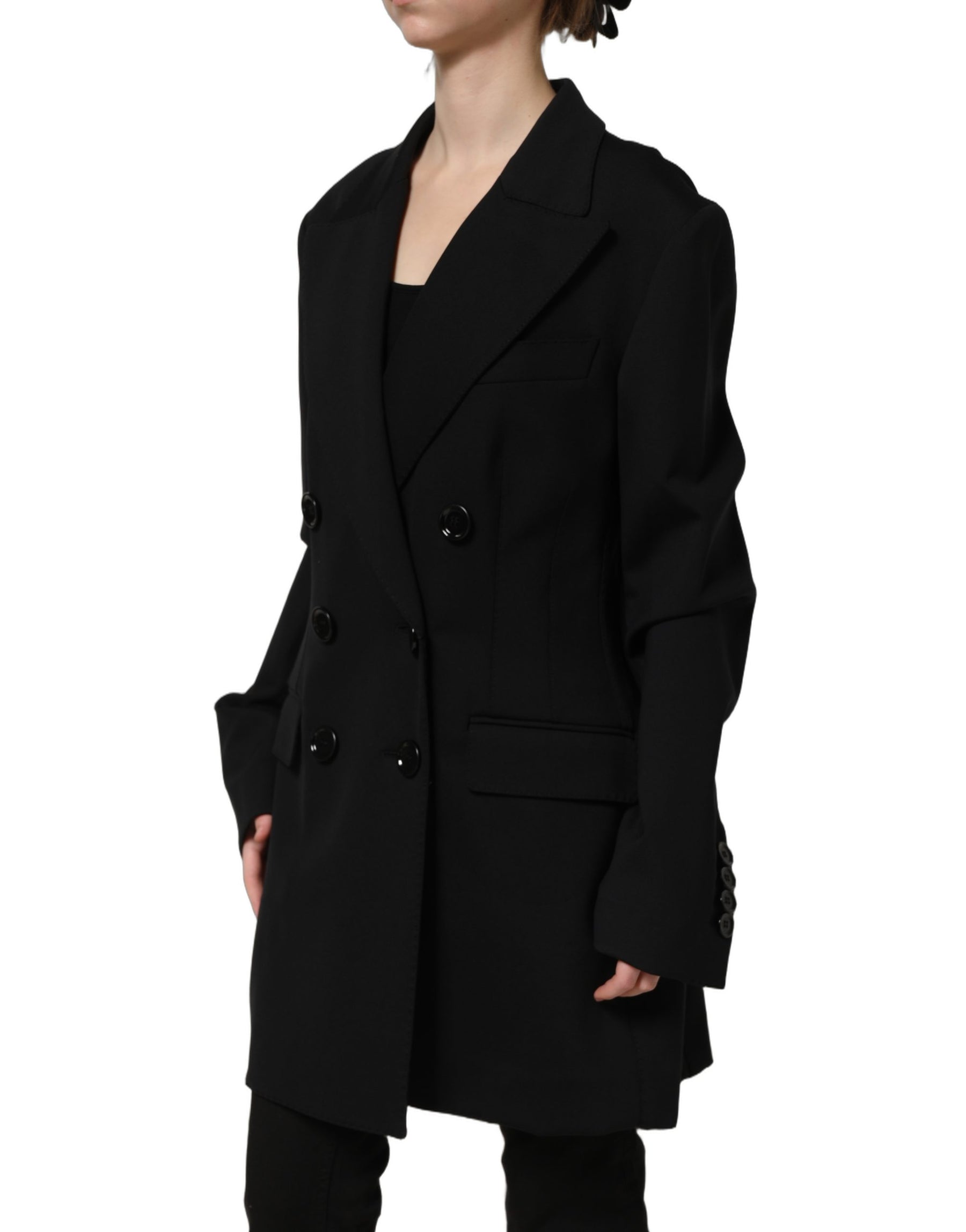 Dolce & Gabbana Black Double Breasted Crepe Blazer Jacket | Regal Royce