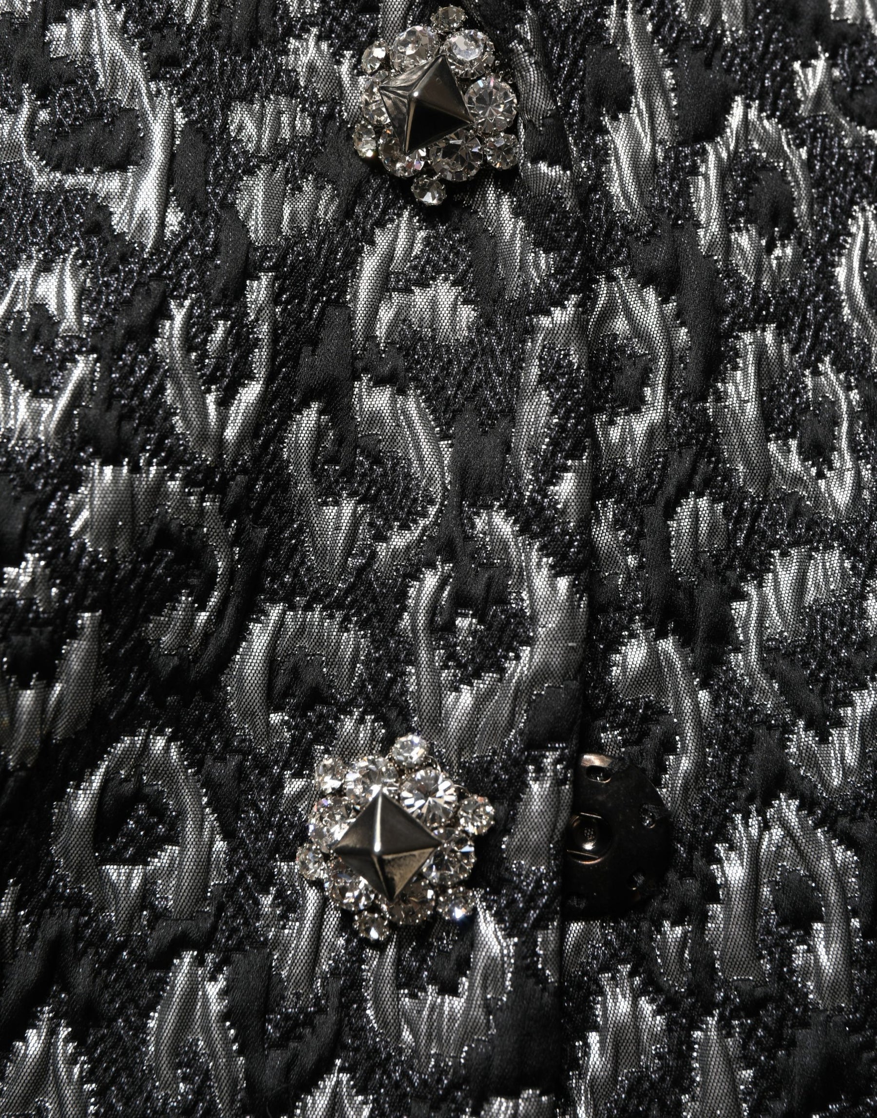 Dolce & Gabbana Black Silver Jacquard Leopard Coat Jacket | Regal Royce