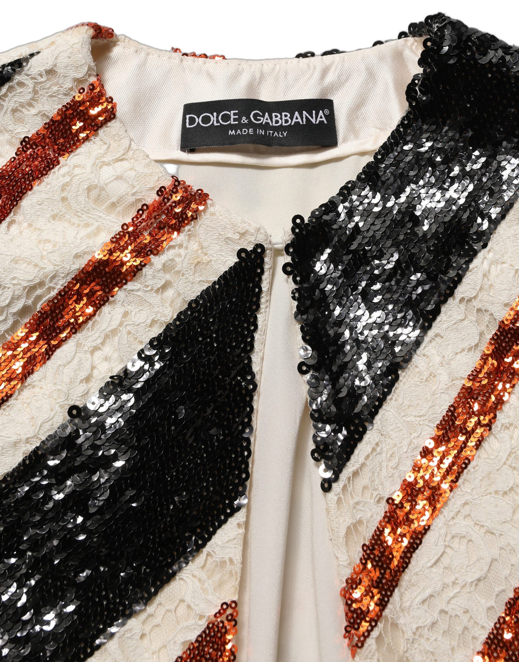 Dolce & Gabbana Multicolor Stripe Sequin Duster Coat Jacket | Regal Royce