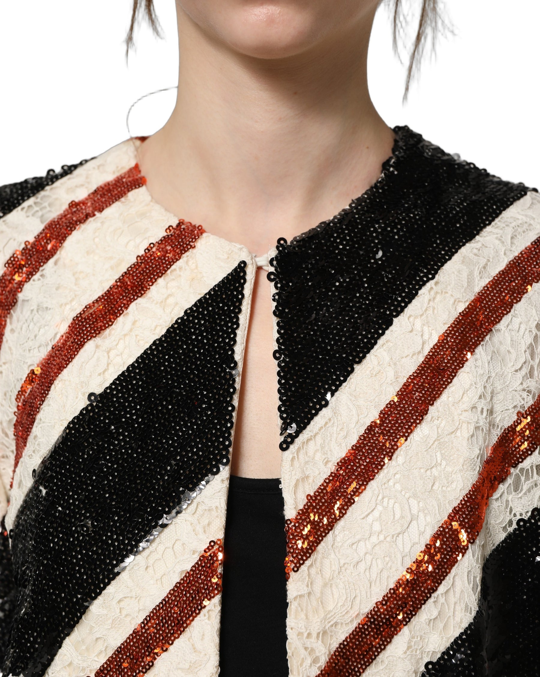 Dolce & Gabbana Multicolor Stripe Sequin Duster Coat Jacket | Regal Royce