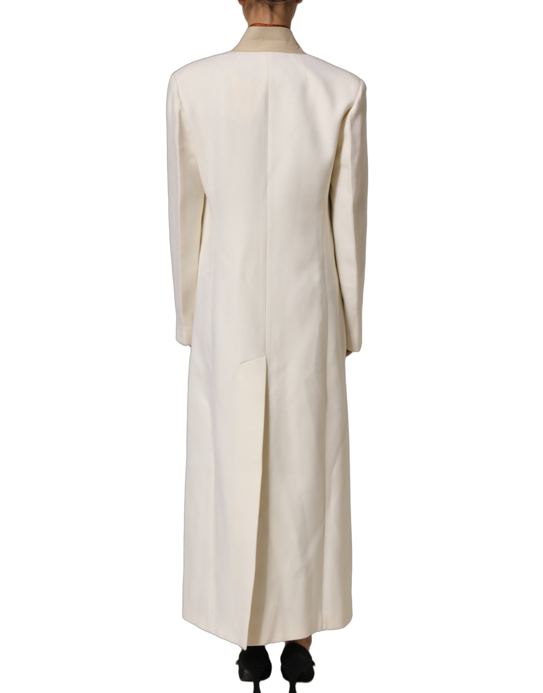Di Stavnitser Antwerp White Wool Long Trench Coat Jacket | Regal Royce