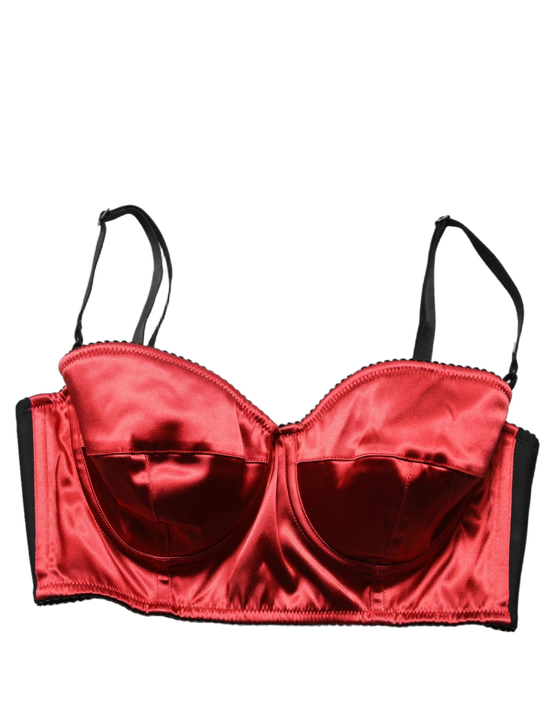 Dolce & Gabbana Red Polyester Satin Bustier Cropped Tank Top | Regal Royce