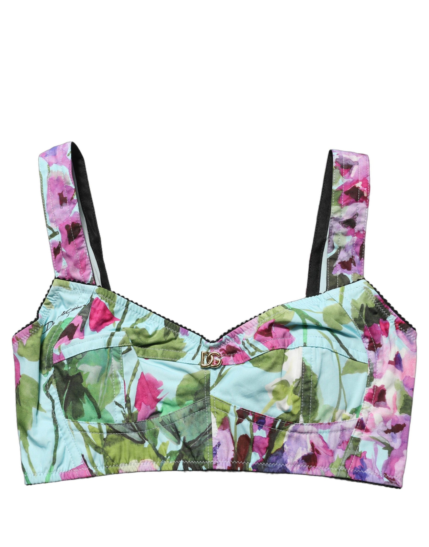 Dolce & Gabbana Multicolor Floral Cropped Bustier Tank Top | Regal Royce
