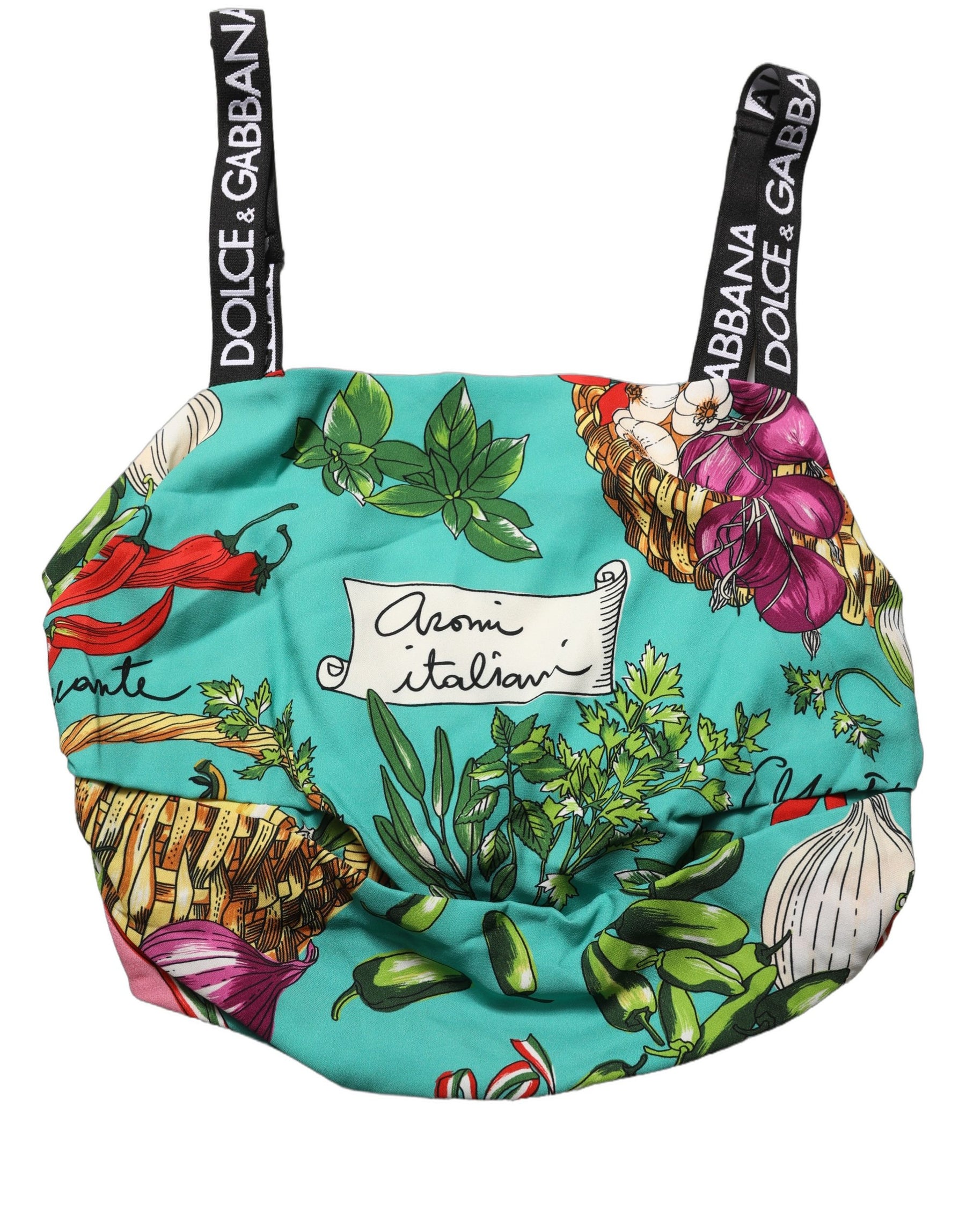 Dolce & Gabbana Multicolor Silk Vegetable Print Cropped Top | Regal Royce
