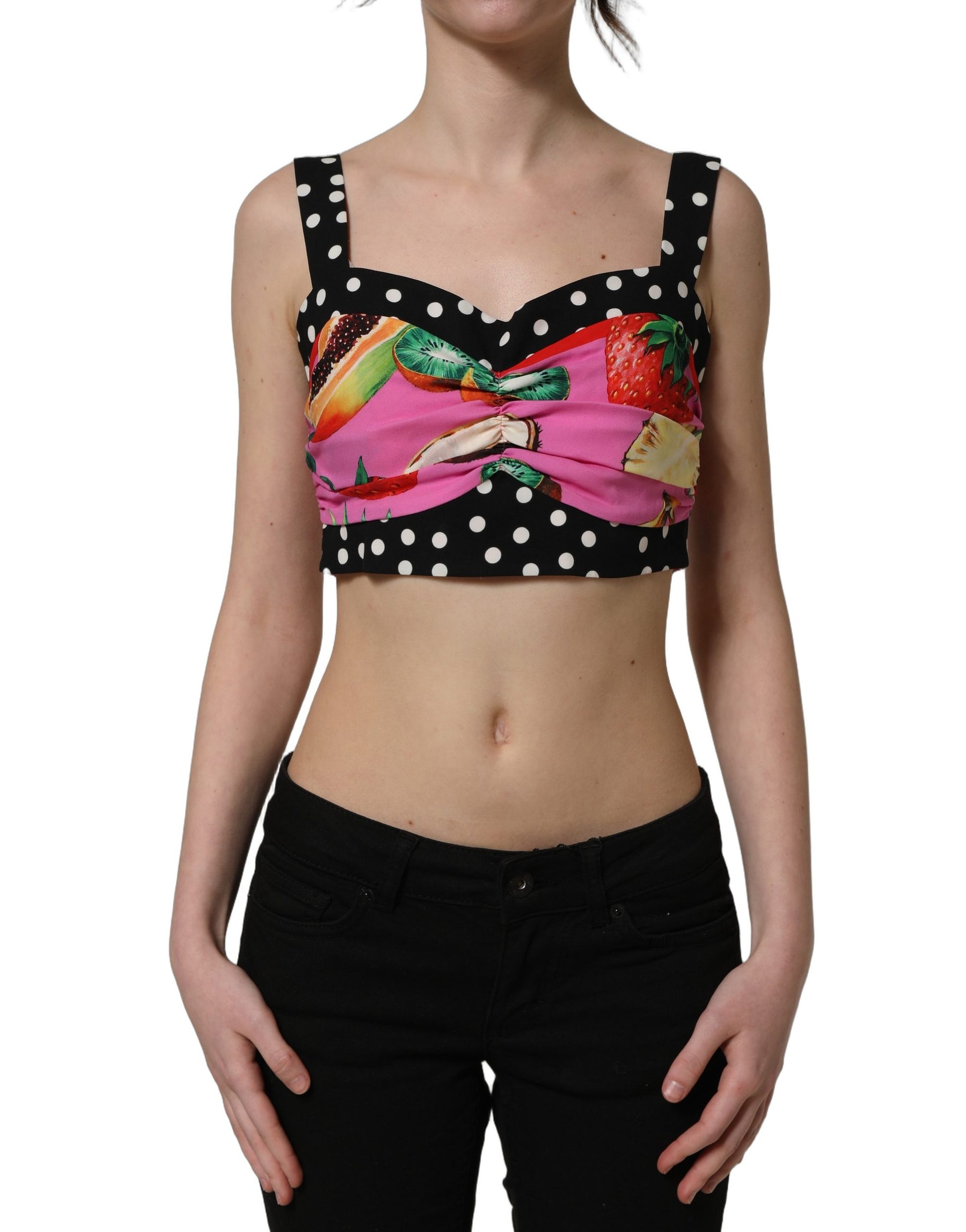 Dolce & Gabbana Multicolor Silk Cropped Bustier Corset Top | Regal Royce